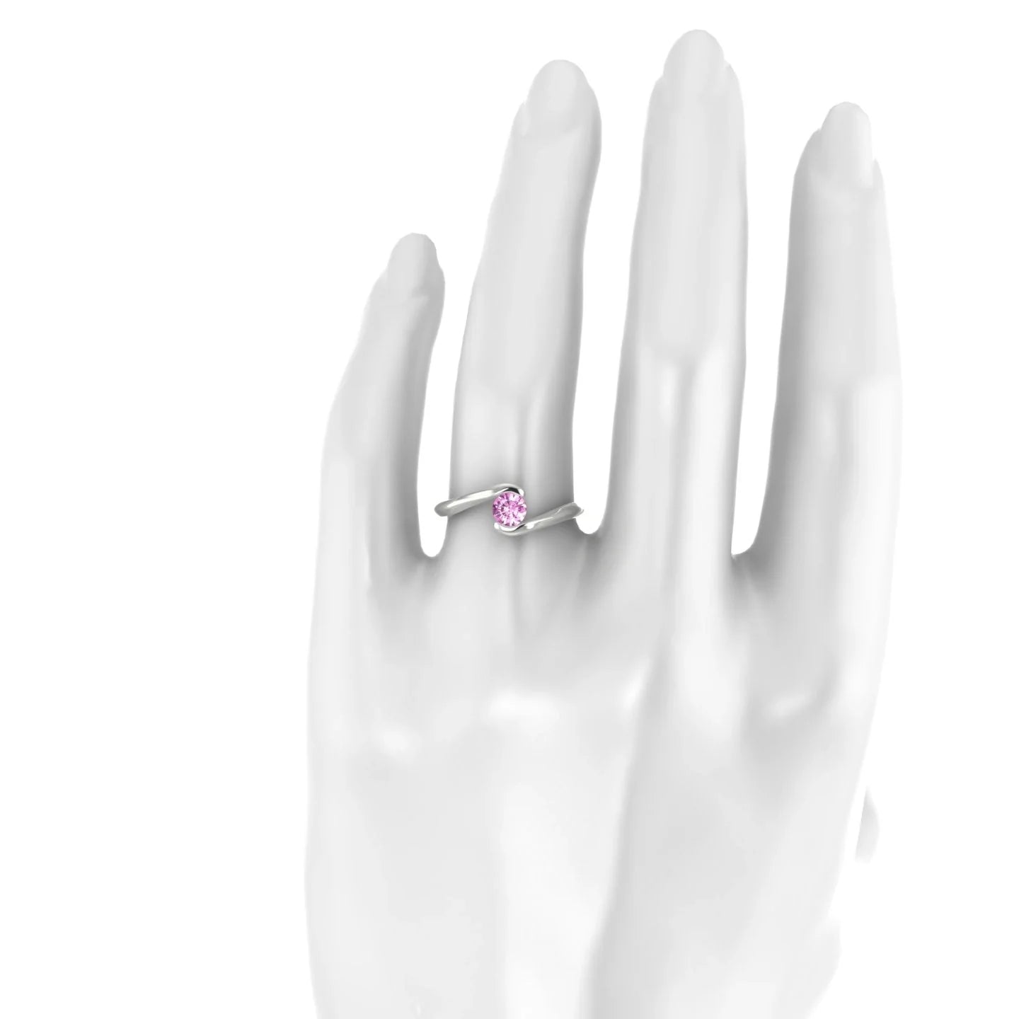 Embrace | 18k White Gold 4.5 mm Round Pink Sapphire Ring