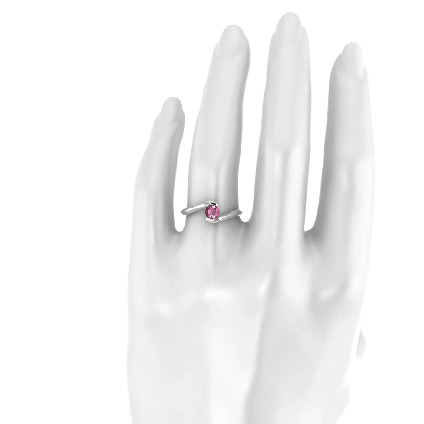 Embrace | 18k White Gold 4.5 mm Round Rhodolite Ring