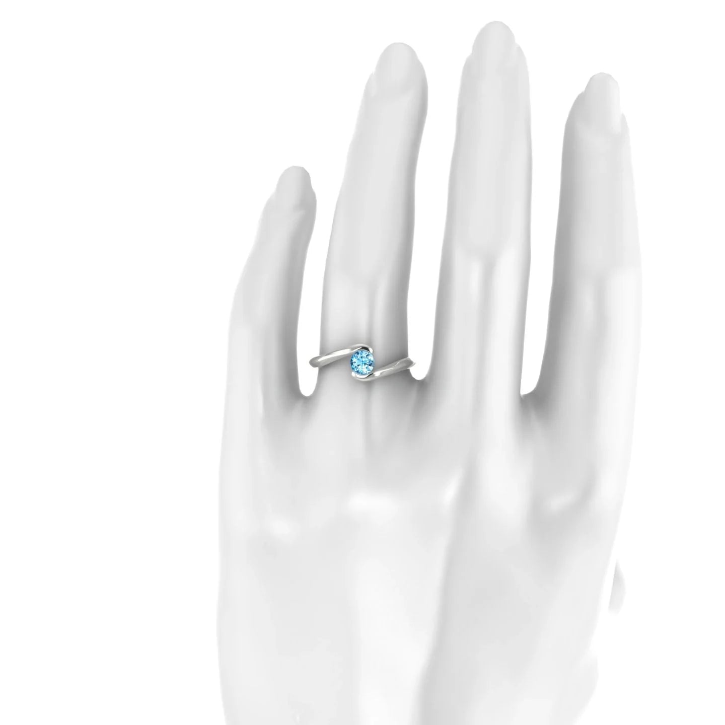 Embrace | 18k White Gold 4.5 mm Round Topaz Ring