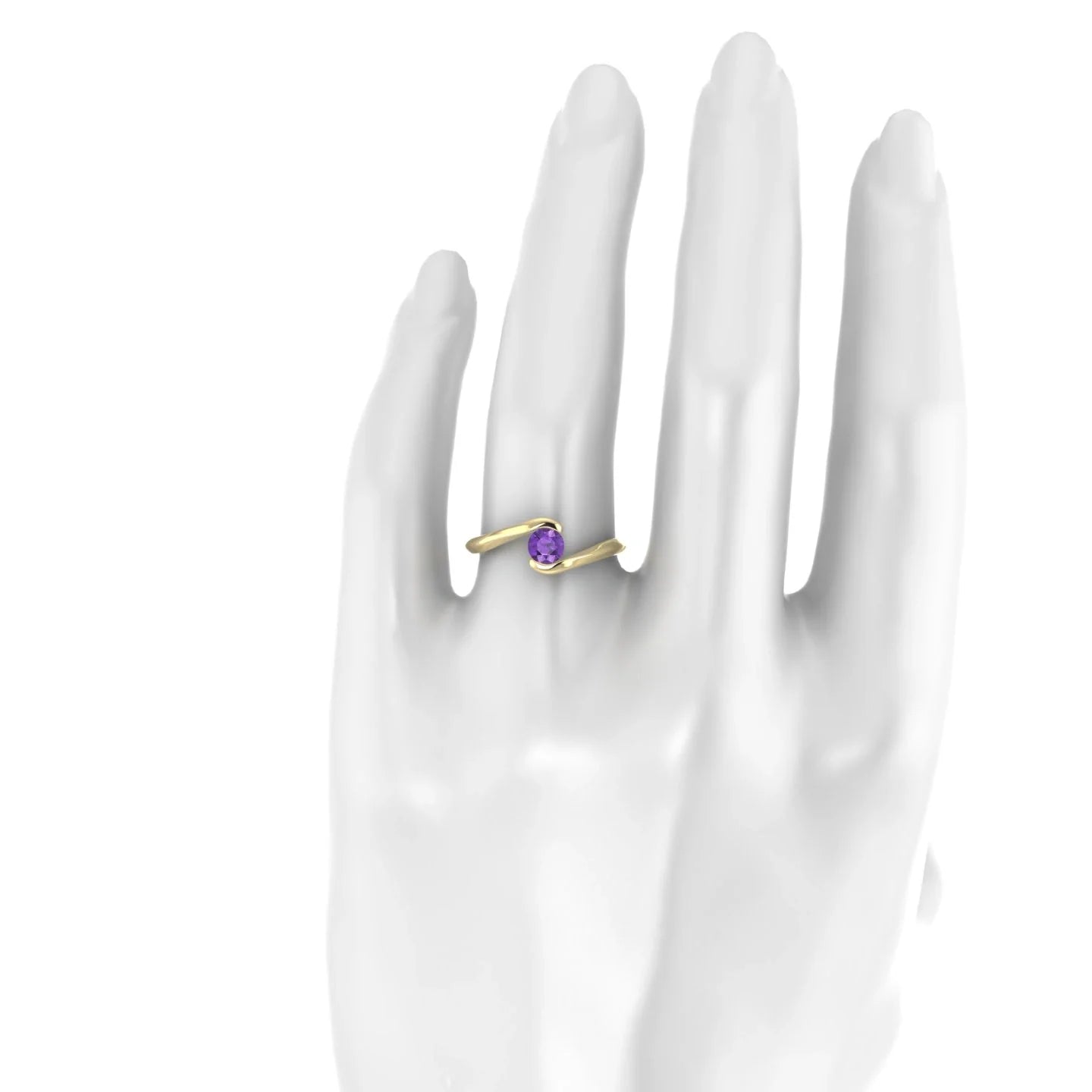 Embrace | 18k Yellow Gold 4.5 mm Round Amethyst Ring