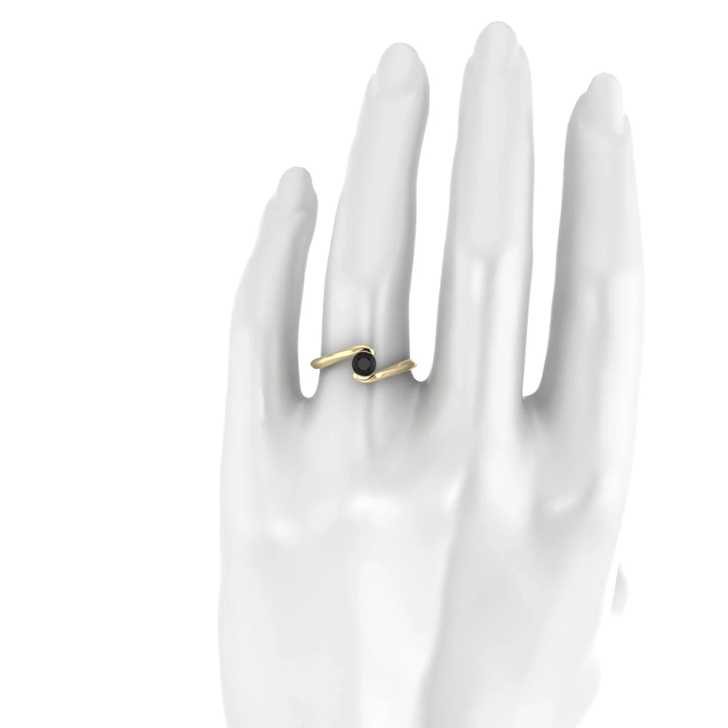 Embrace | 18k Yellow Gold 4.5 mm Round Black Diamond Ring