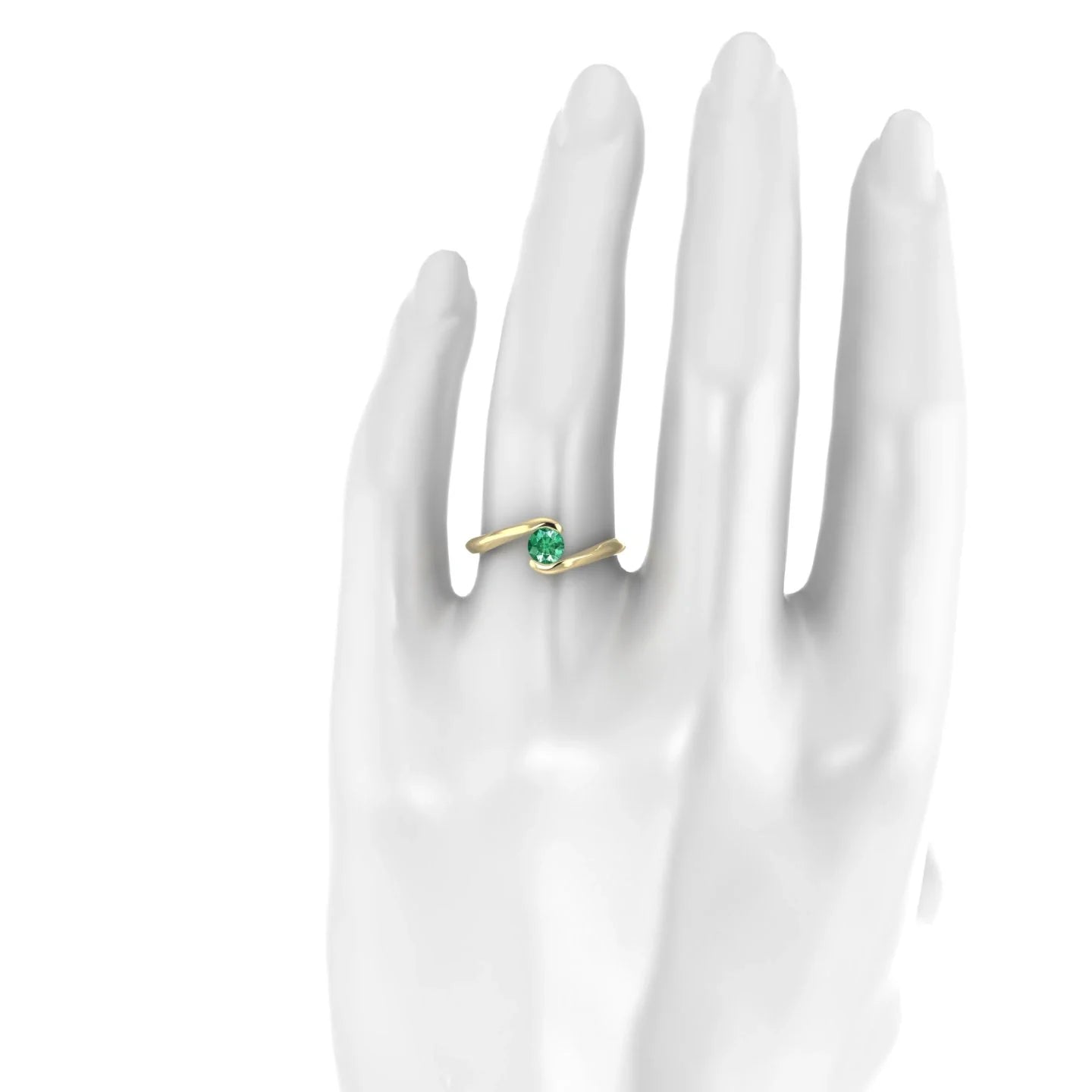 Embrace | 18k Yellow Gold 4.5 mm Round Emerald Ring