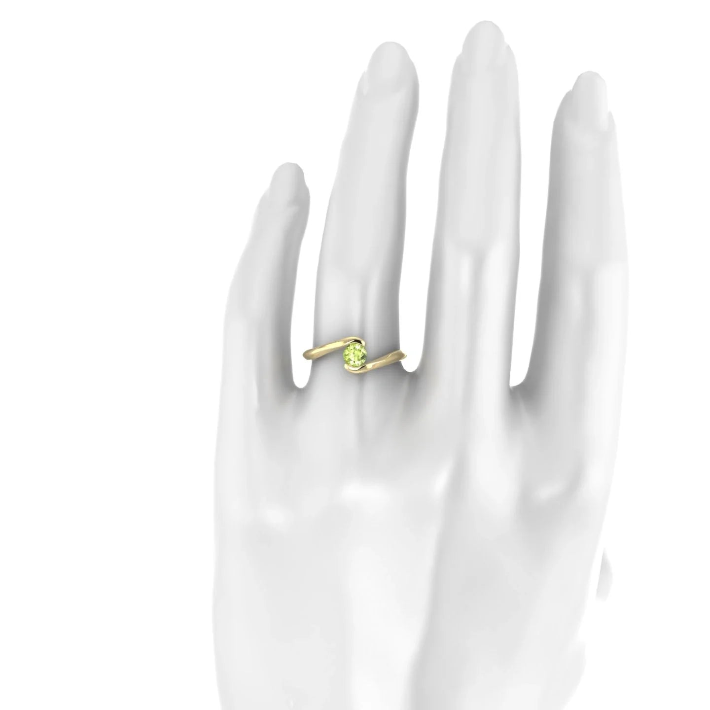 Embrace | 18k Yellow Gold 4.5 mm Round Peridot Ring