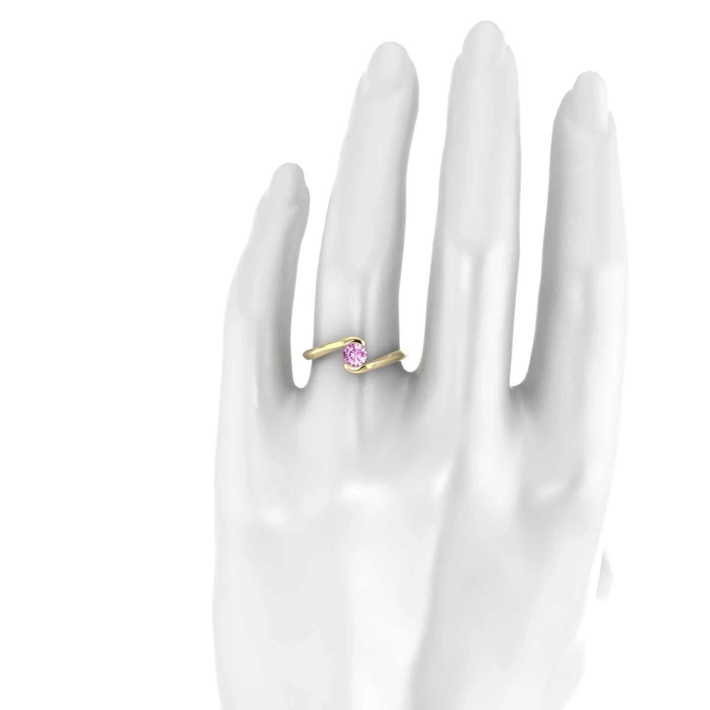 Embrace | 18k Yellow Gold 4.5 mm Round Pink Sapphire Ring