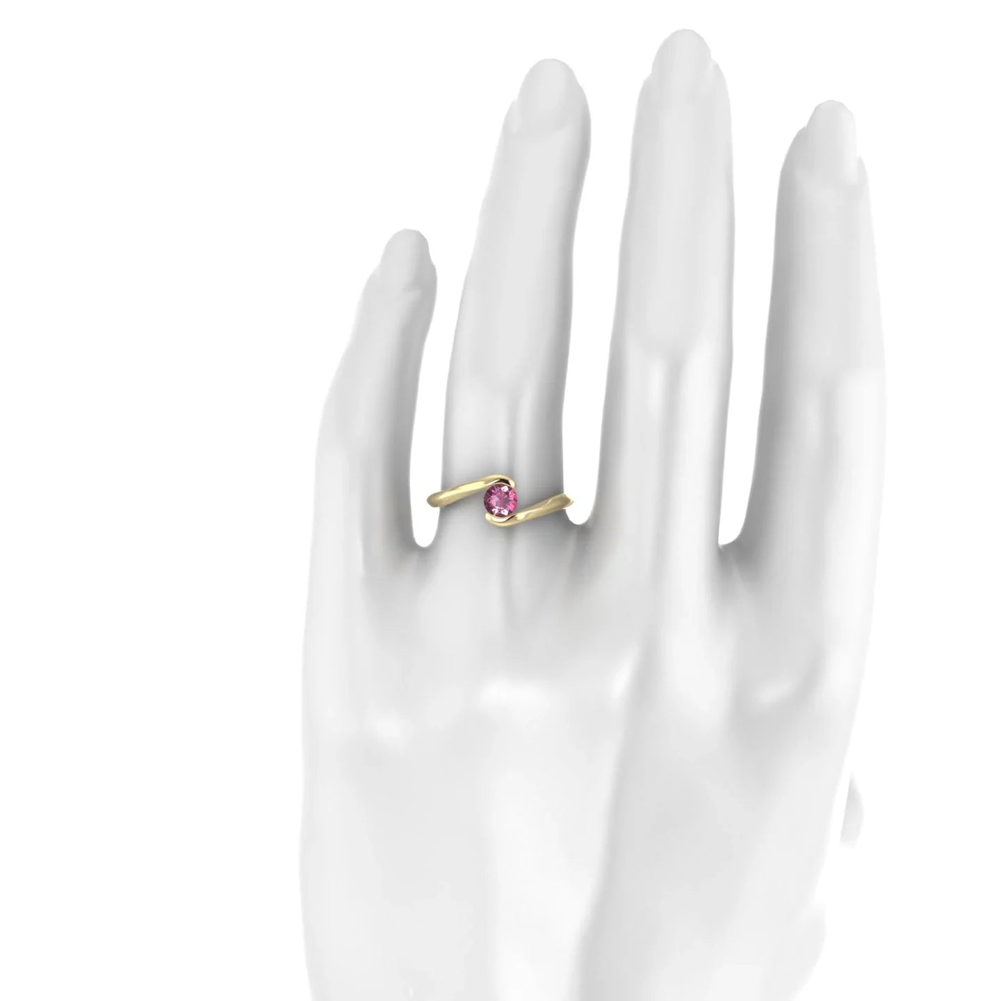 Embrace | 18k Yellow Gold 4.5 mm Round Rhodolite Ring