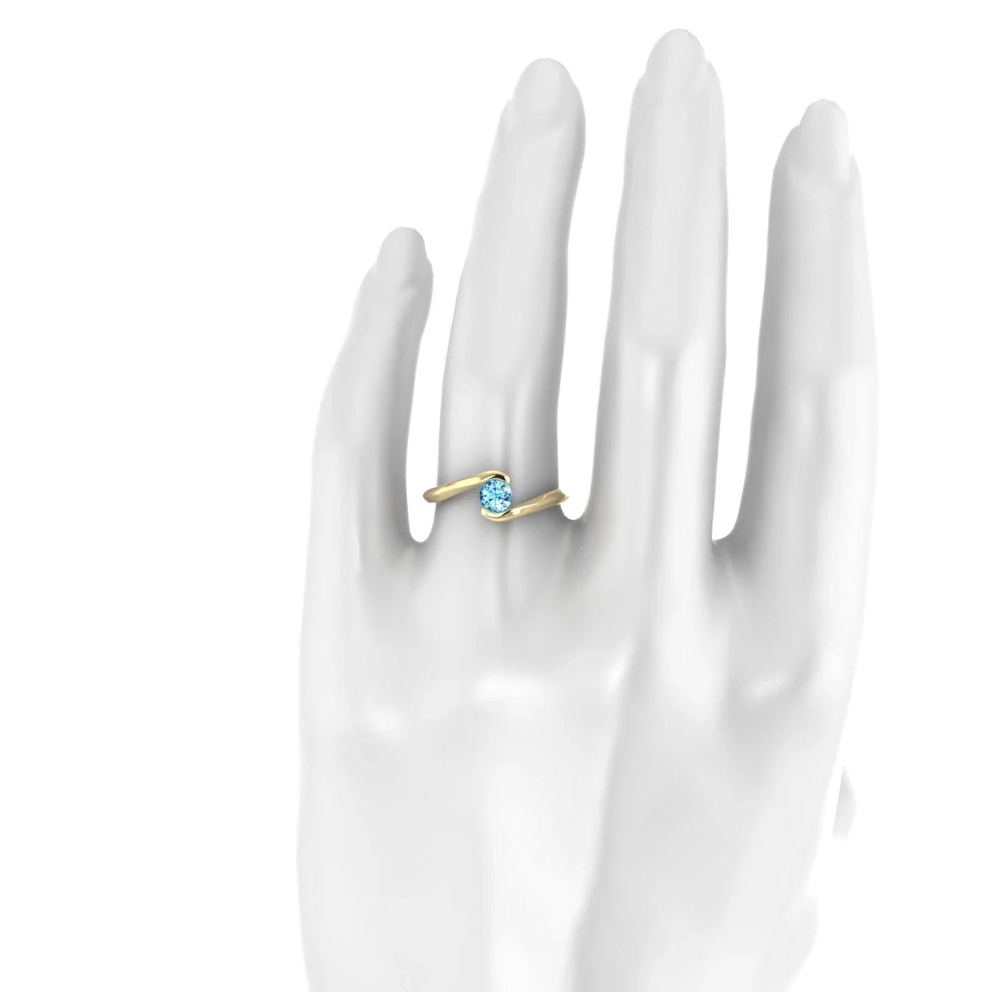 Embrace | 18k Yellow Gold 4.5 mm Round Topaz Ring
