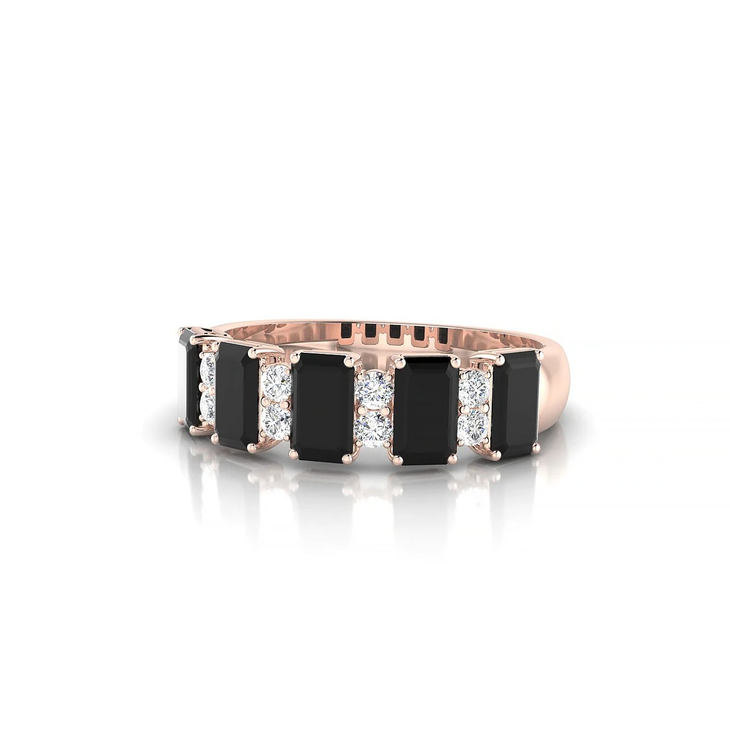 Eminence | 18k Rose Gold 5 x 3 mm Emerald Black Diamond Ring