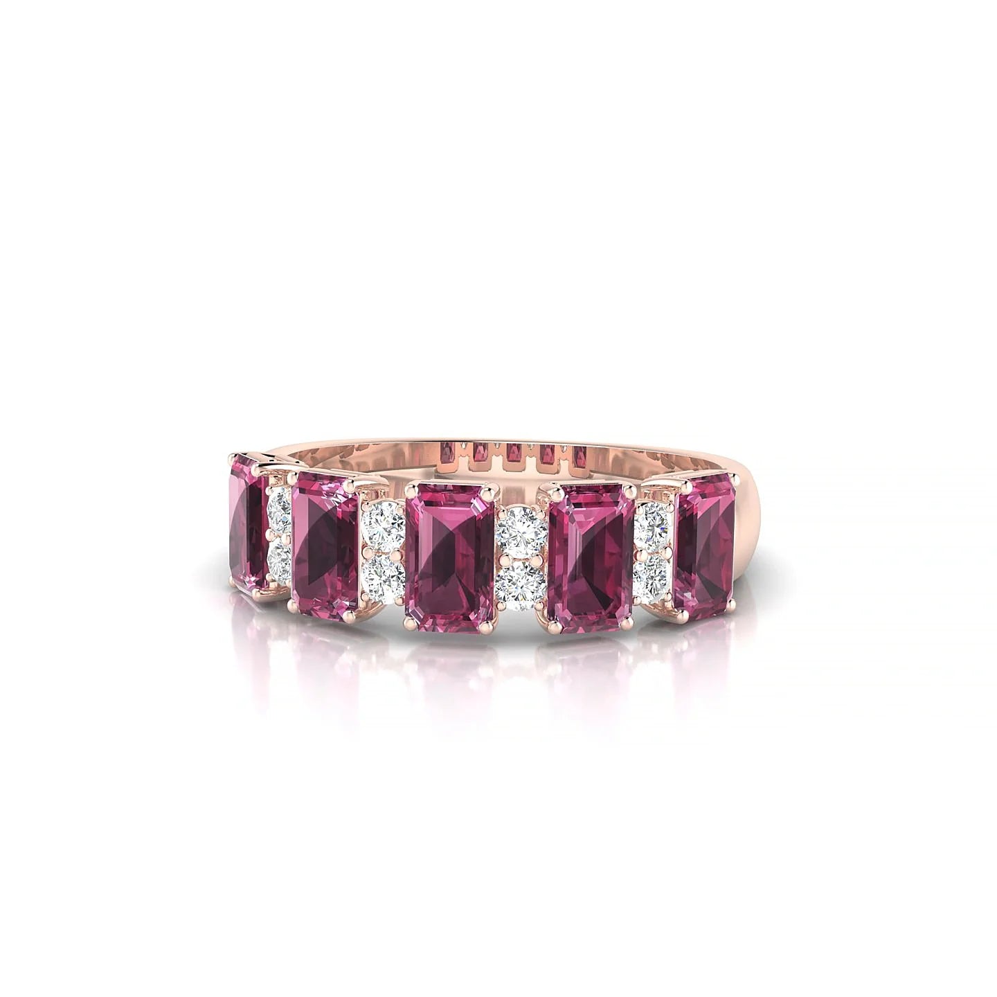 Eminence | 18k Rose Gold 5 x 3 mm Emerald Rhodolite Ring