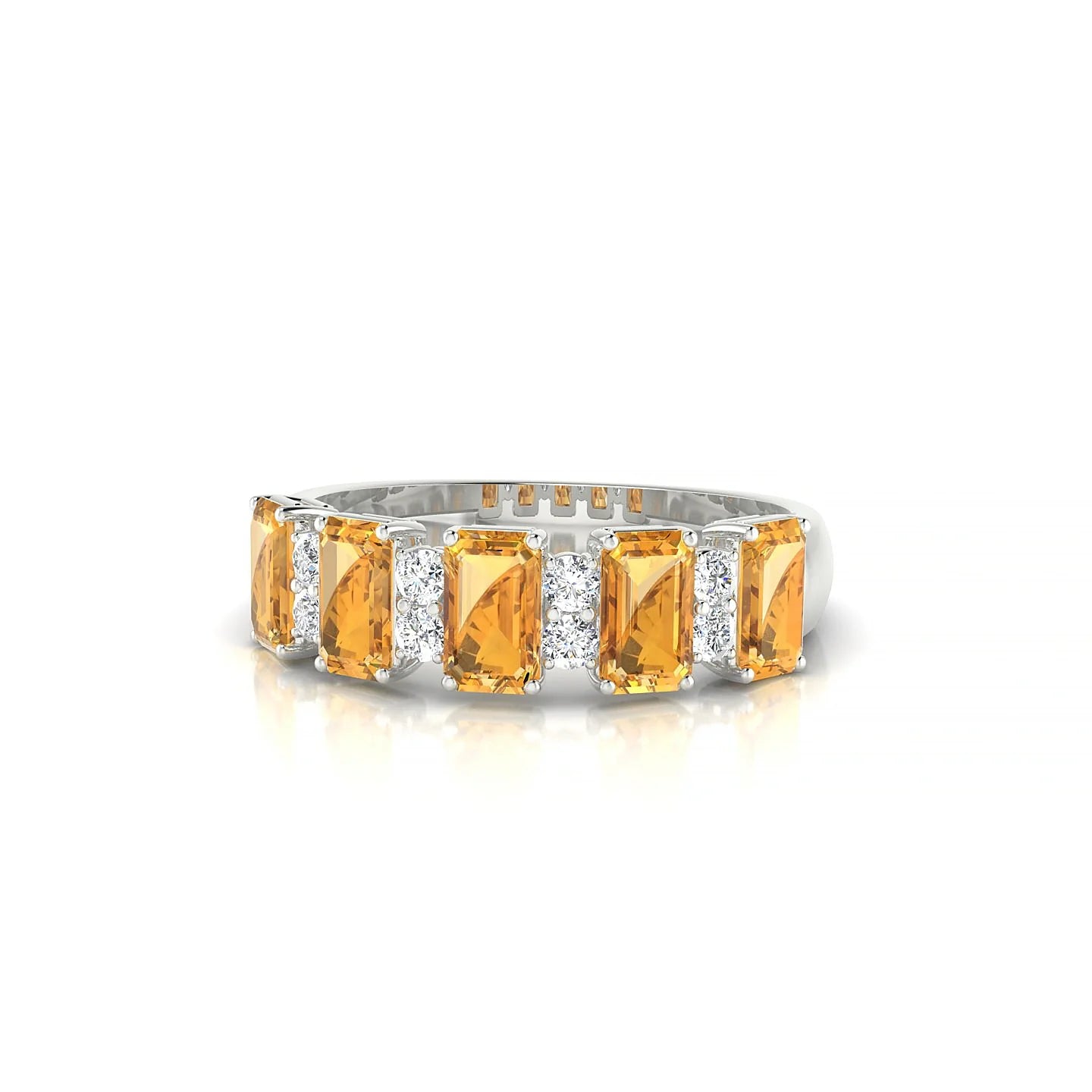Eminence | 18k White Gold 5 x 3 mm Emerald Citrine Ring