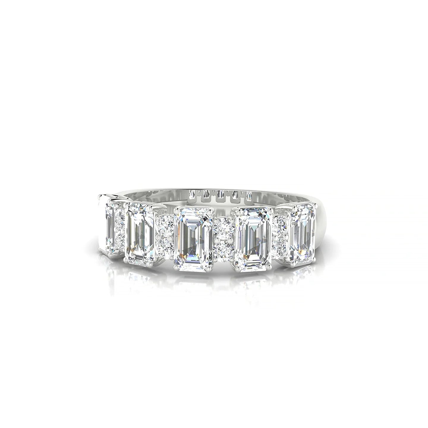 Eminence | 18k White Gold 5 x 3 mm Emerald Diamond Ring