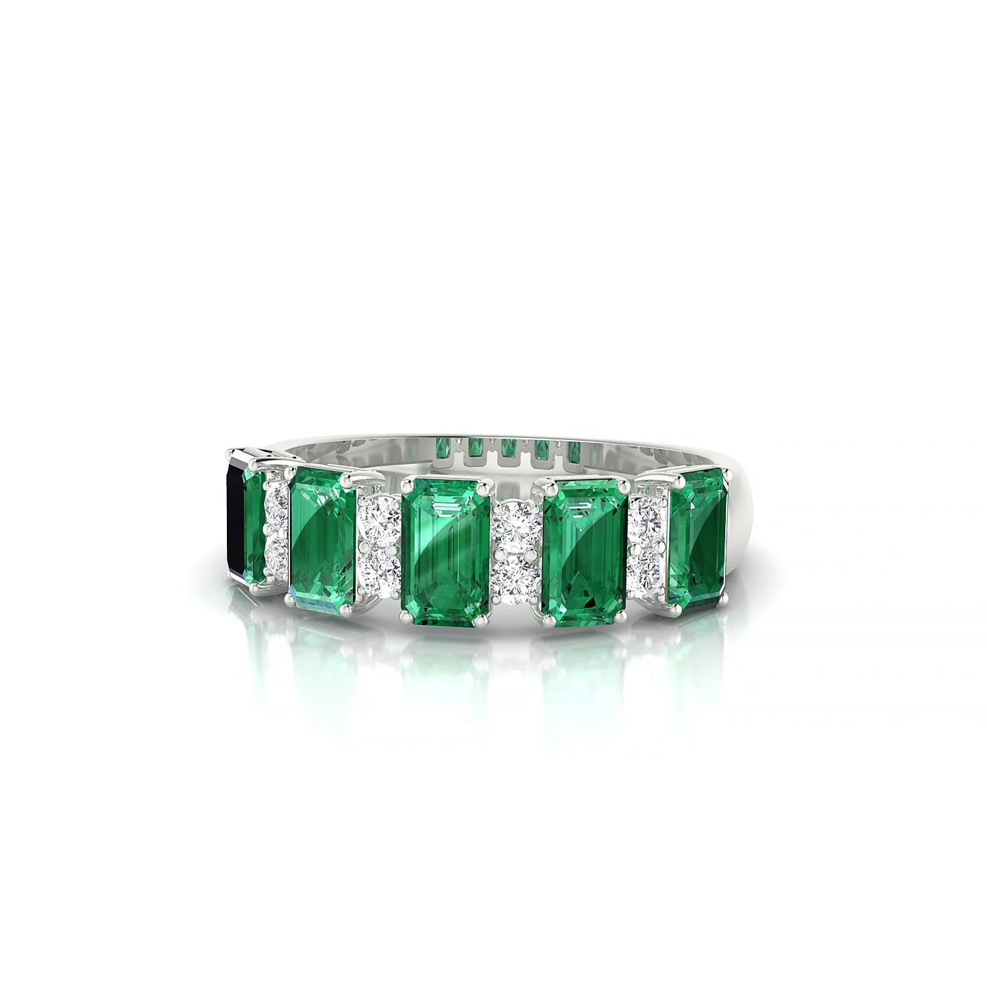 Eminence | 18k White Gold 5 x 3 mm Emerald Emerald Ring