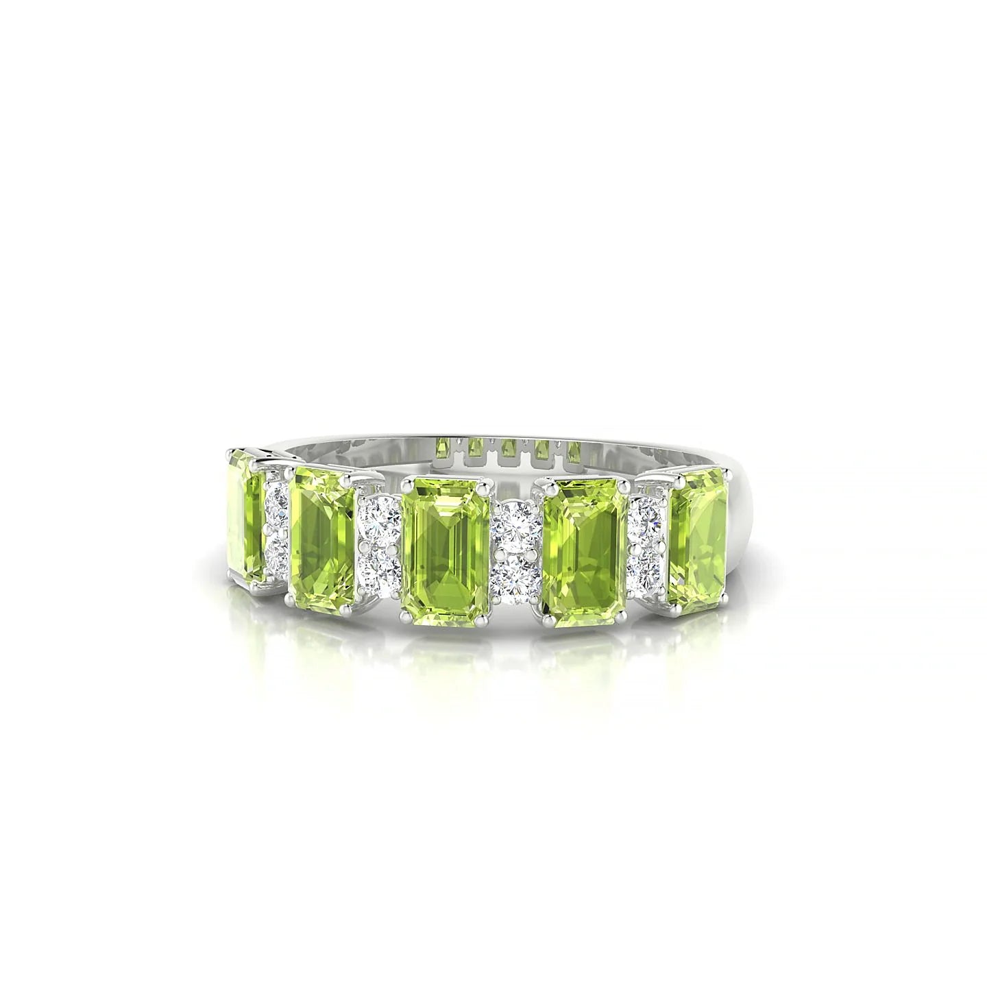 Eminence | 18k White Gold 5 x 3 mm Emerald Peridot Ring