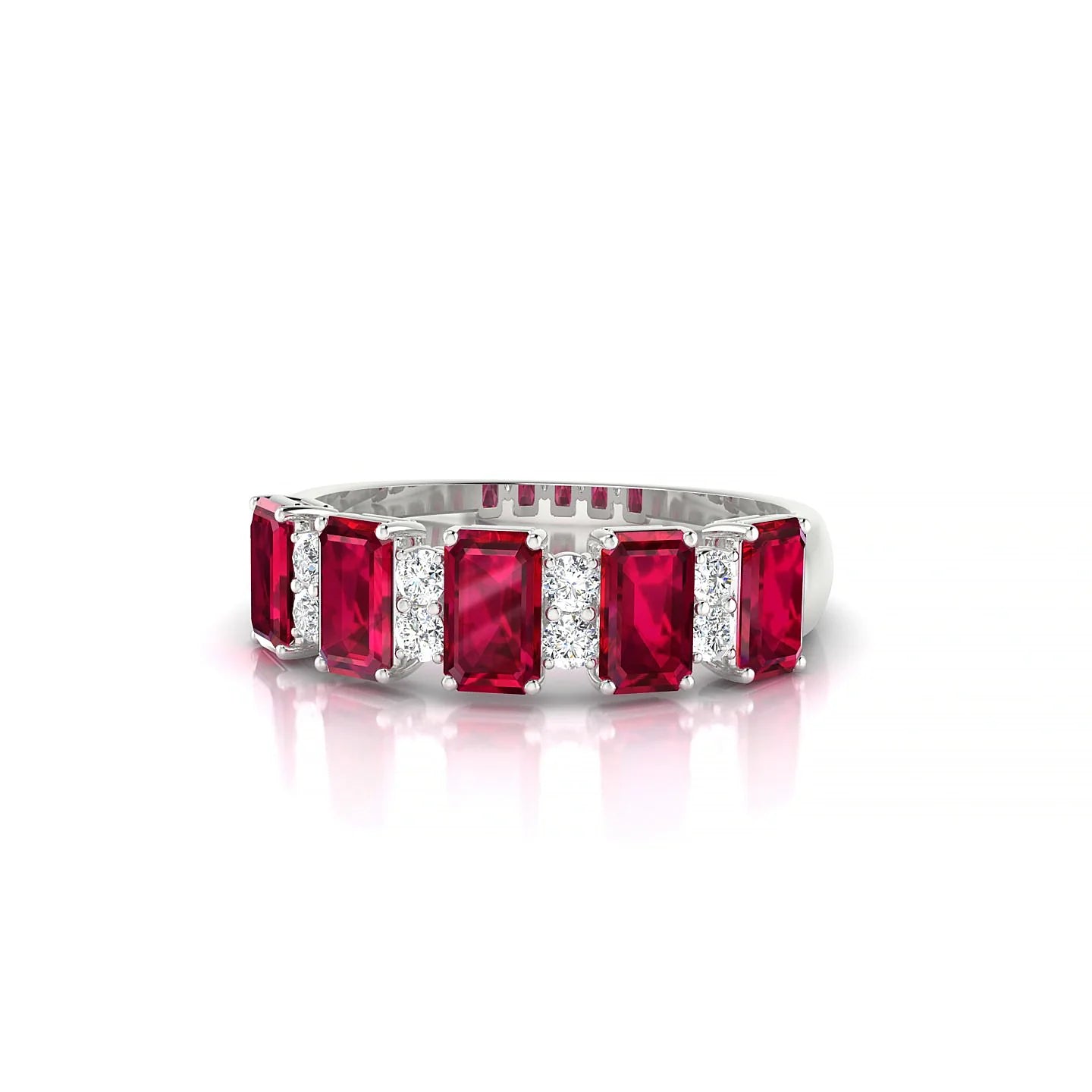 Eminence | 18k White Gold 5 x 3 mm Emerald Ruby Ring