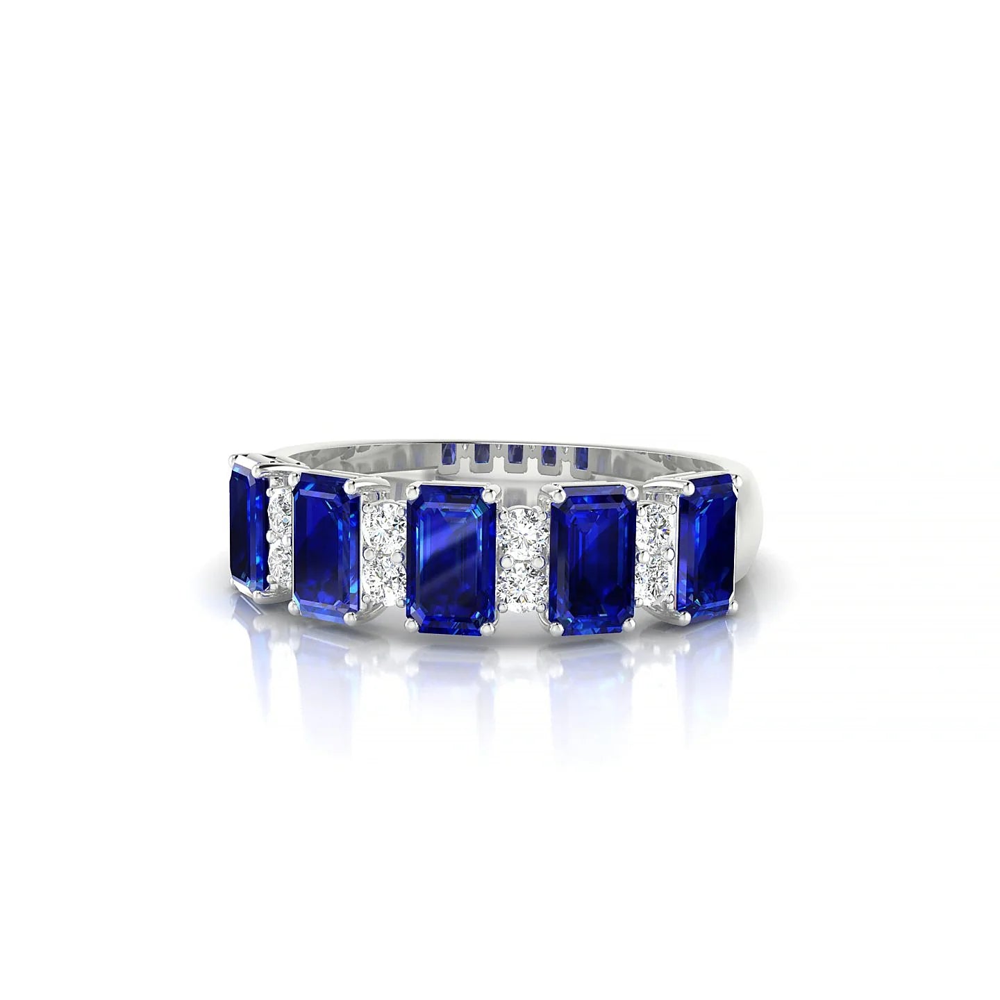 Eminence | 18k White Gold 5 x 3 mm Emerald Sapphire Ring