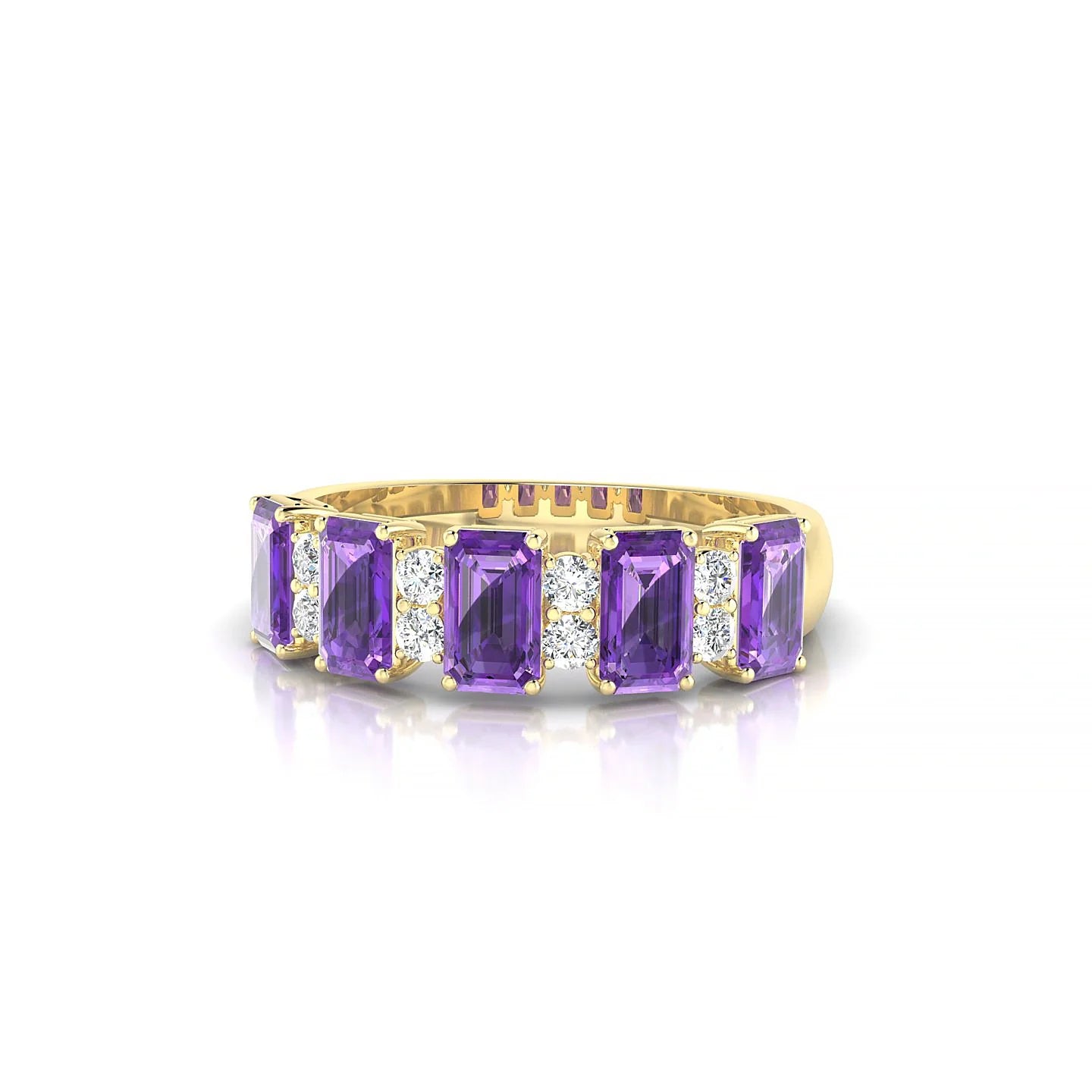 Eminence | 18k Yellow Gold 5 x 3 mm Emerald Amethyst Ring
