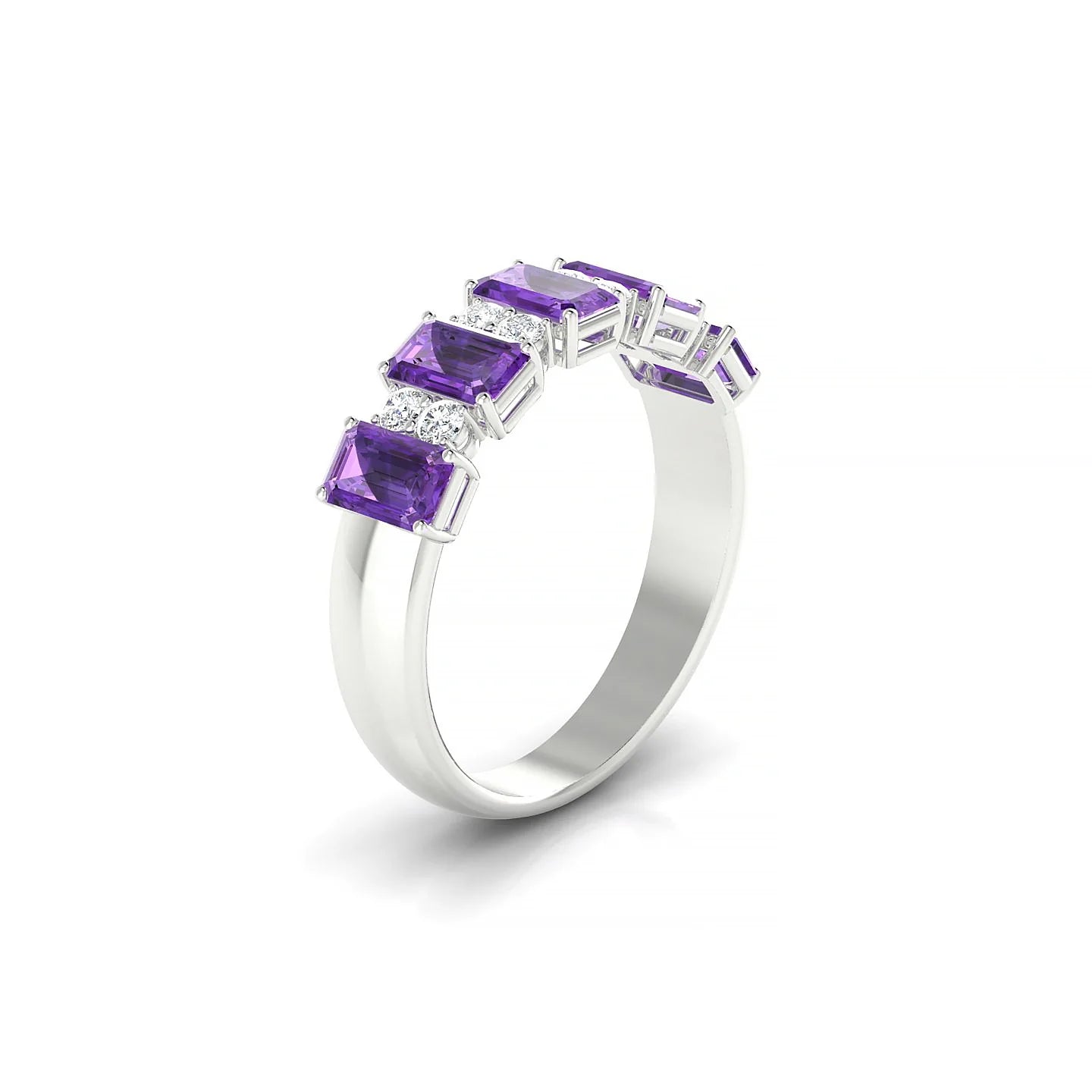 Eminence | 18k White Gold 5 x 3 mm Emerald Amethyst Ring