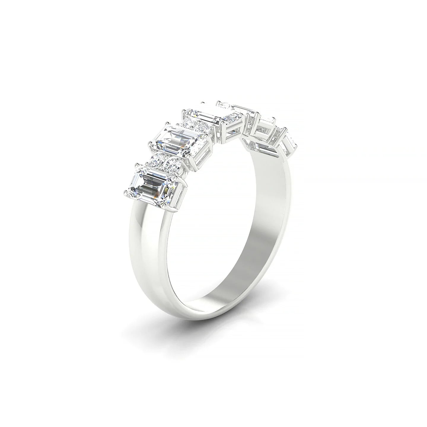 Eminence | 18k White Gold 5 x 3 mm Emerald Diamond Ring