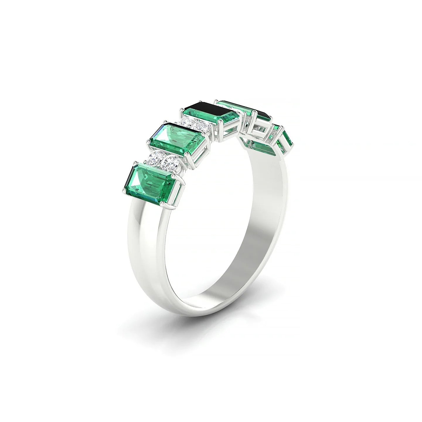 Eminence | 18k White Gold 5 x 3 mm Emerald Emerald Ring