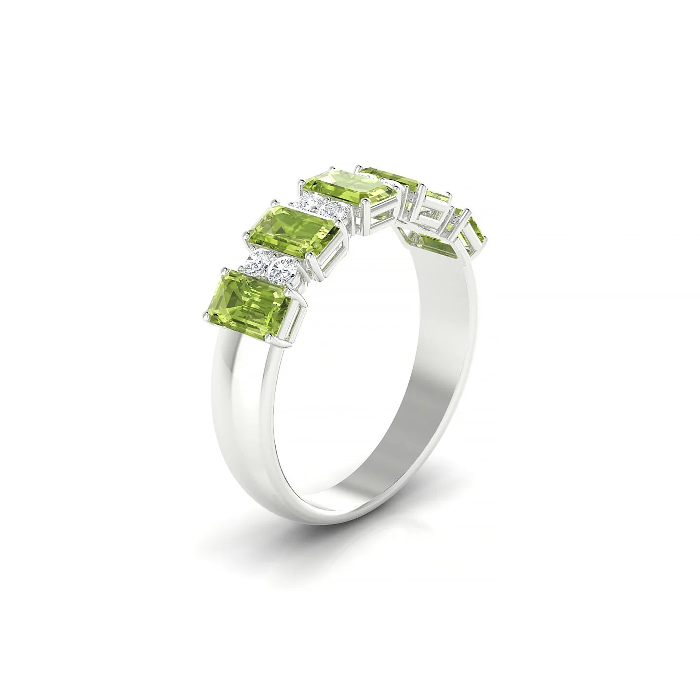 Eminence | 18k White Gold 5 x 3 mm Emerald Peridot Ring