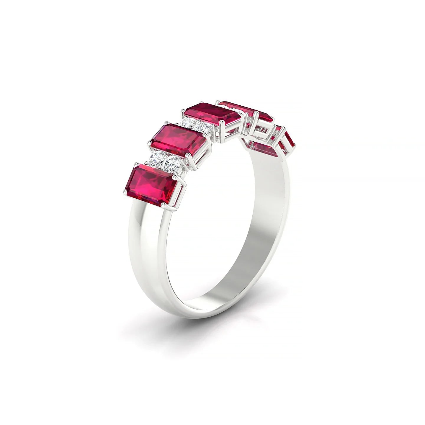 Eminence | 18k White Gold 5 x 3 mm Emerald Ruby Ring