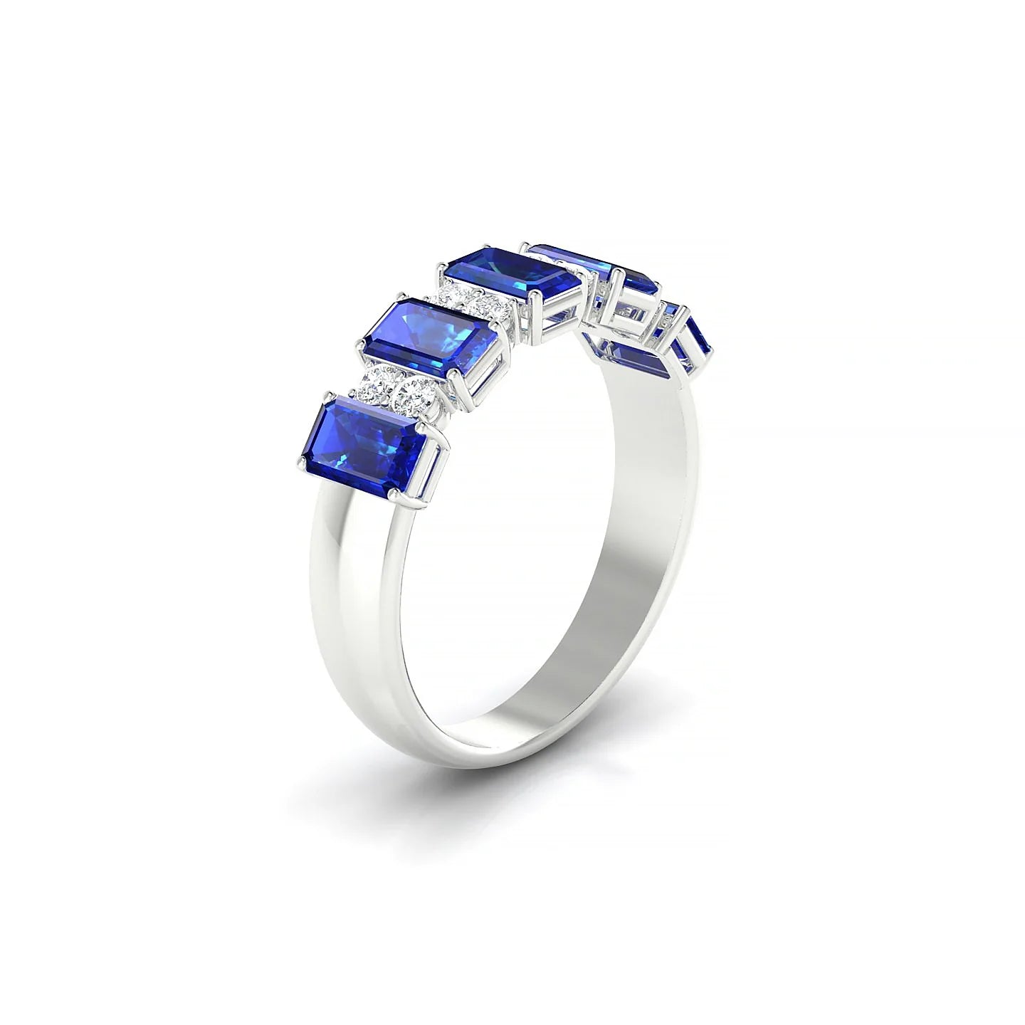 Eminence | 18k White Gold 5 x 3 mm Emerald Sapphire Ring