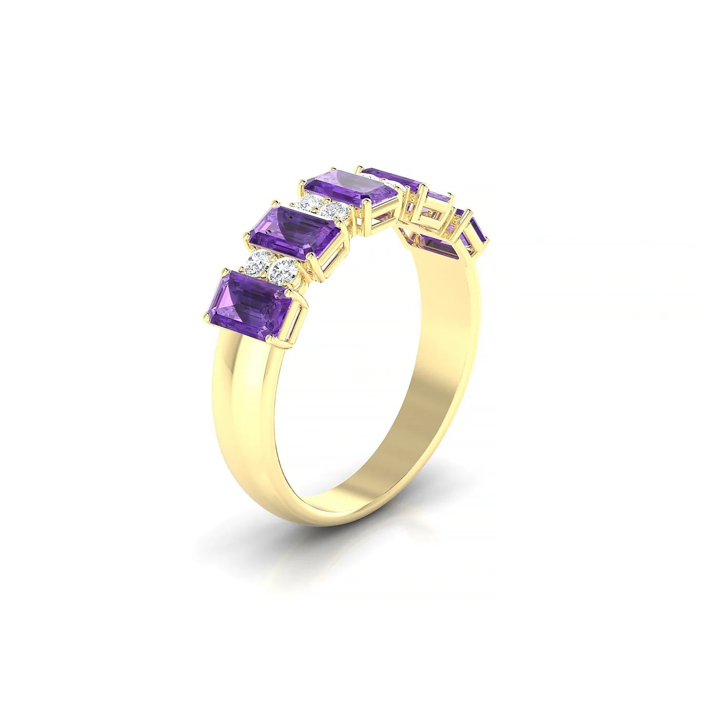 Eminence | 18k Yellow Gold 5 x 3 mm Emerald Amethyst Ring