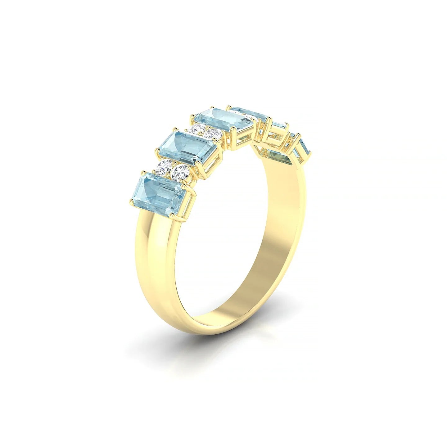 Eminence | 18k Yellow Gold 5 x 3 mm Emerald Aquamarine Ring