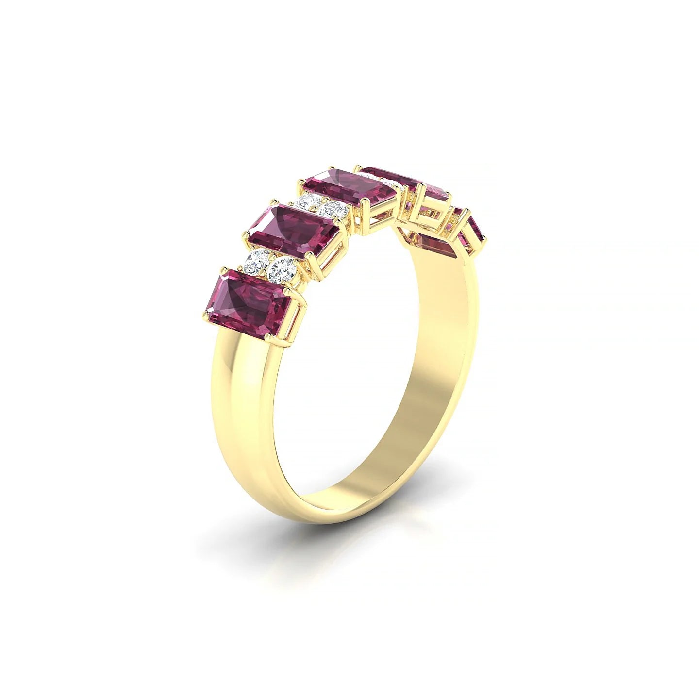 Eminence | 18k Yellow Gold 5 x 3 mm Emerald Rhodolite Ring