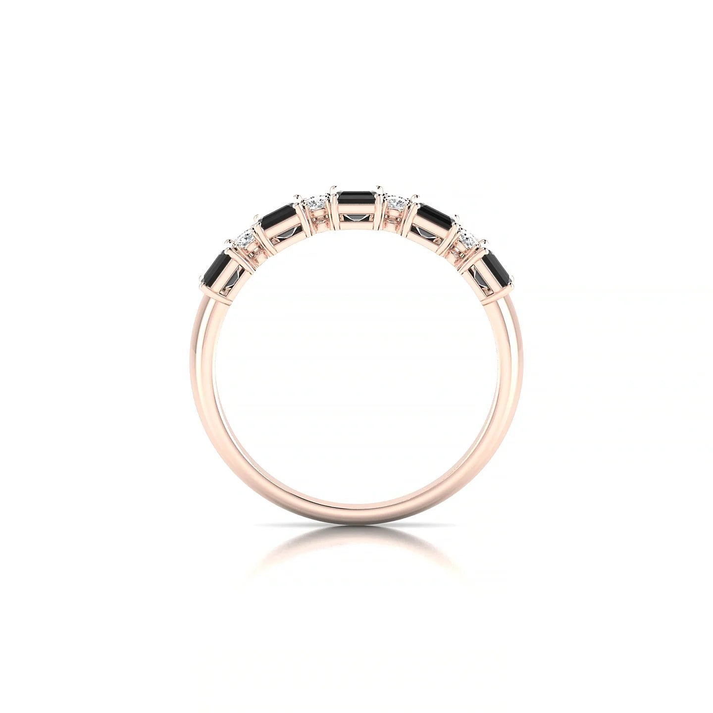 Eminence | 18k Rose Gold 5 x 3 mm Emerald Black Diamond Ring