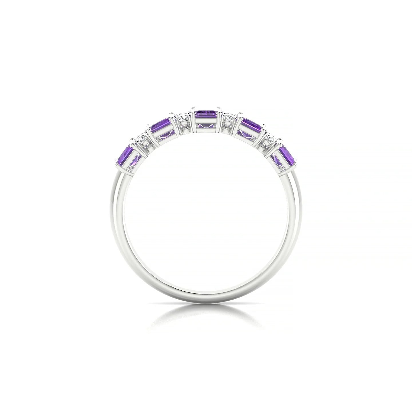 Eminence | 18k White Gold 5 x 3 mm Emerald Amethyst Ring