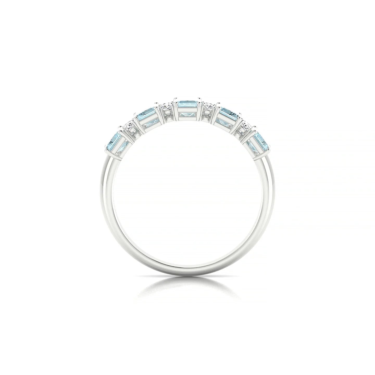 Eminence | 18k White Gold 5 x 3 mm Emerald Aquamarine Ring