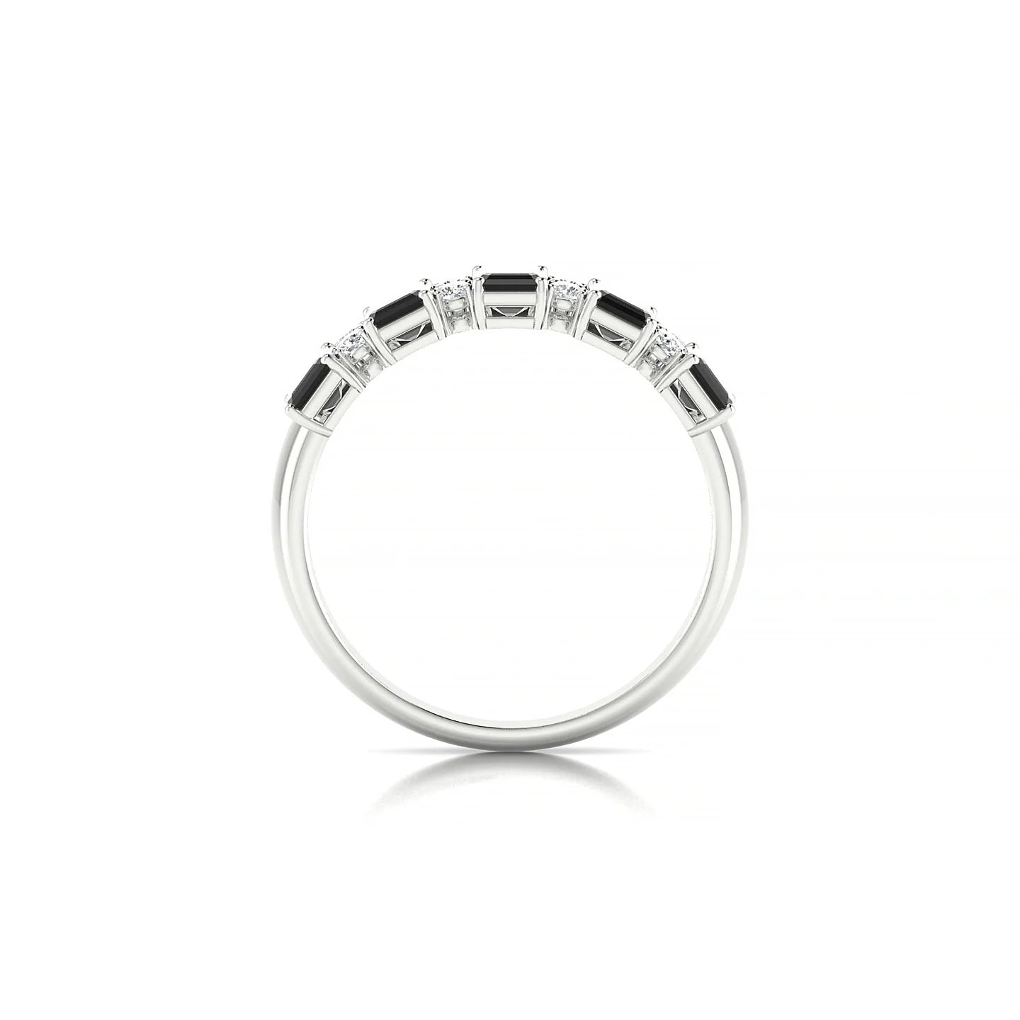 Eminence | 18k White Gold 5 x 3 mm Emerald Black Diamond Ring