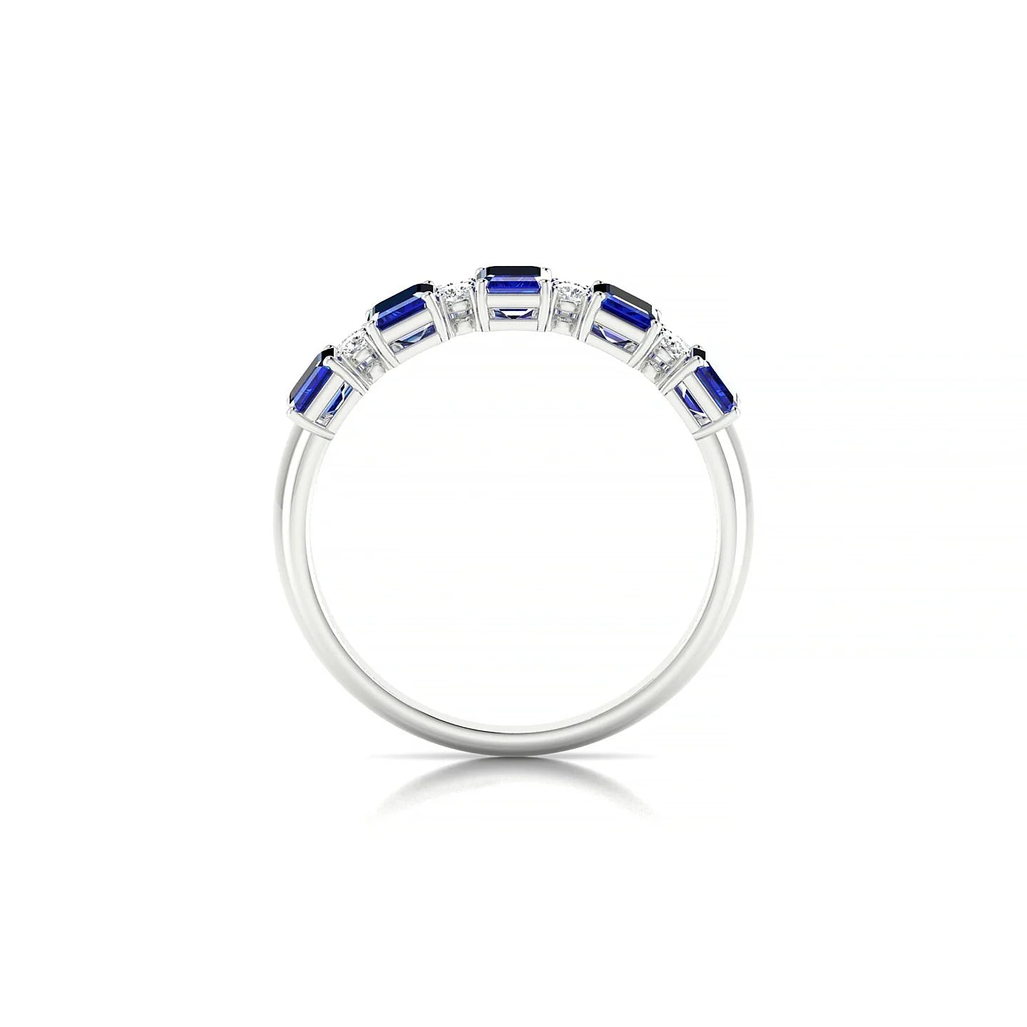 Eminence | 18k White Gold 5 x 3 mm Emerald Sapphire Ring