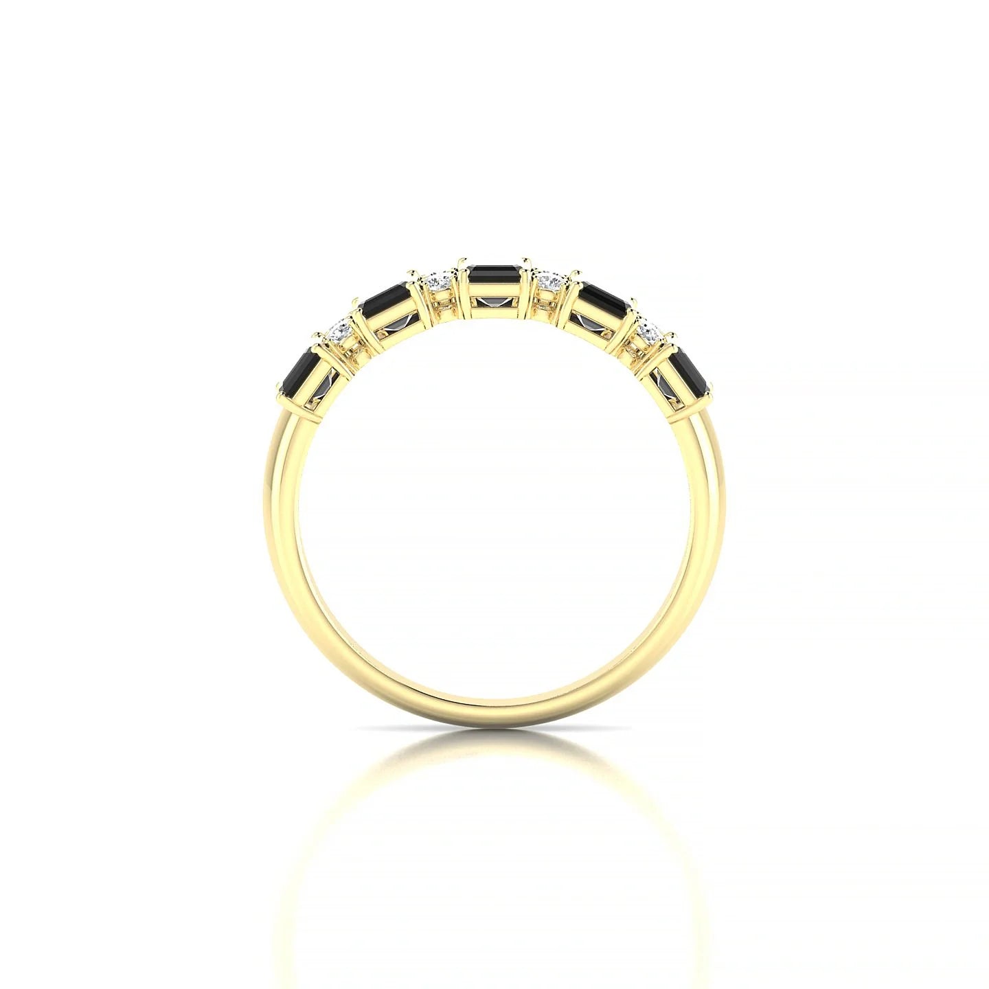 Eminence | 18k Yellow Gold 5 x 3 mm Emerald Black Diamond Ring
