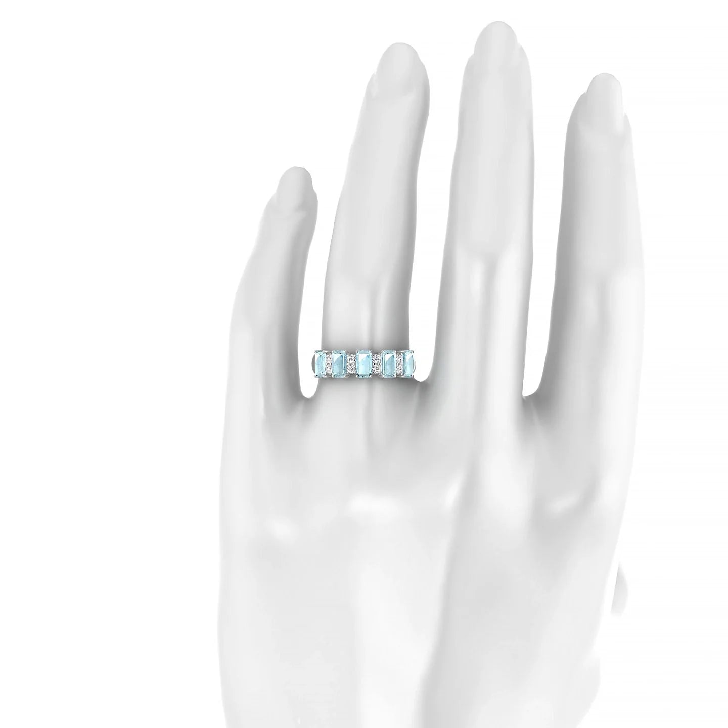 Eminence | 18k White Gold 5 x 3 mm Emerald Aquamarine Ring