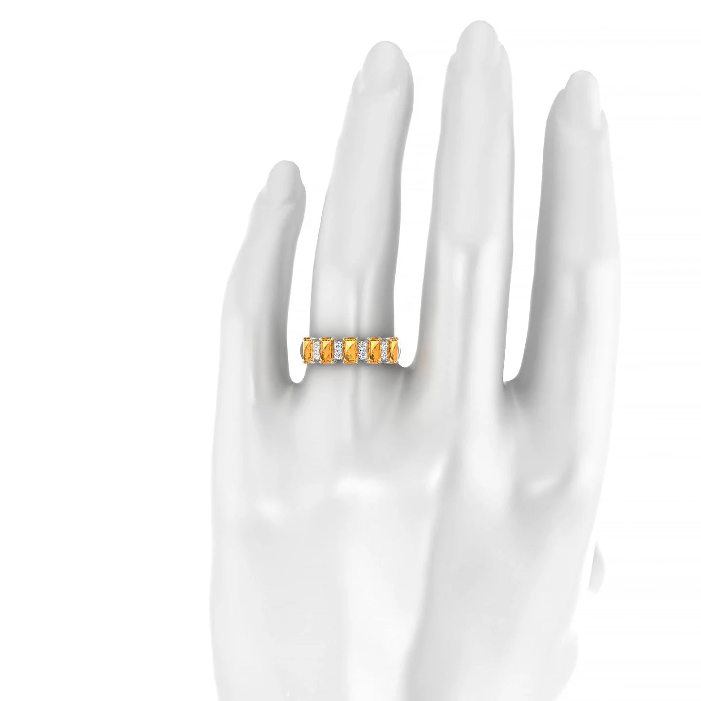 Eminence | 18k White Gold 5 x 3 mm Emerald Citrine Ring