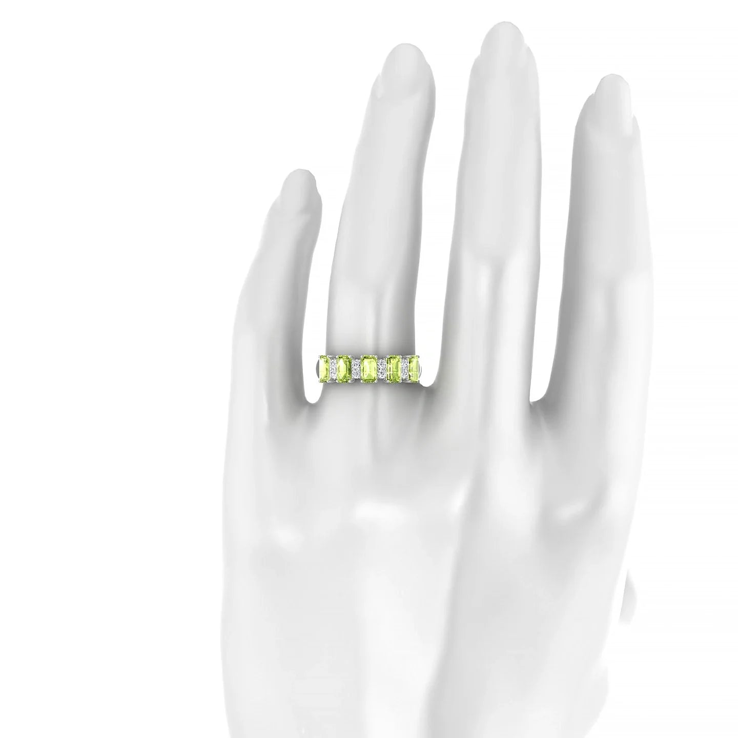 Eminence | 18k White Gold 5 x 3 mm Emerald Peridot Ring