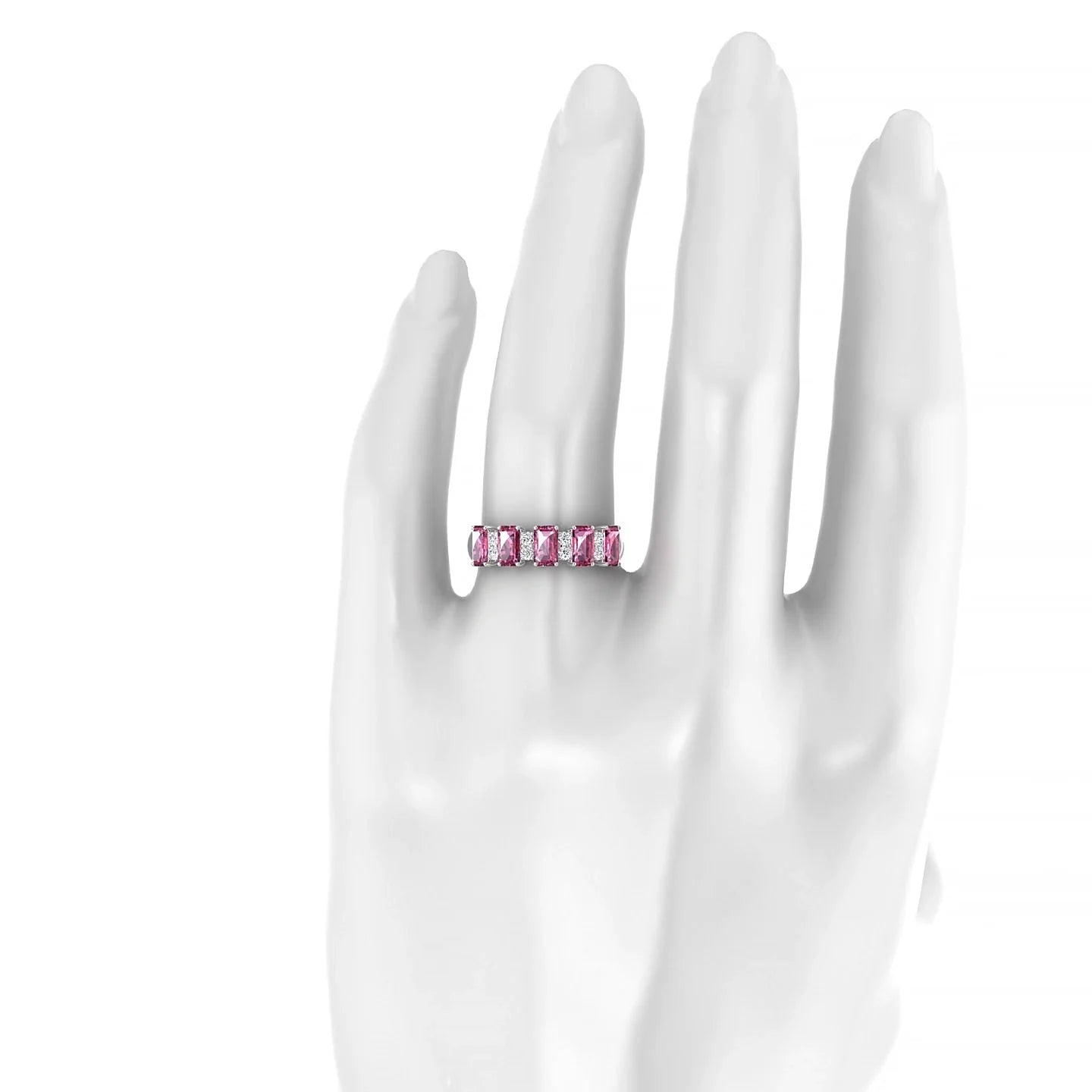 Eminence | 18k White Gold 5 x 3 mm Emerald Rhodolite Ring