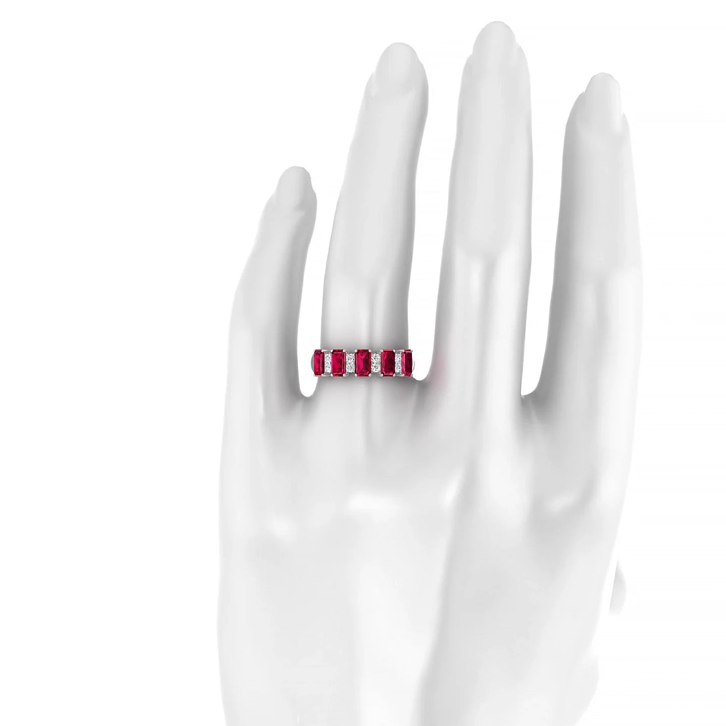 Eminence | 18k White Gold 5 x 3 mm Emerald Ruby Ring