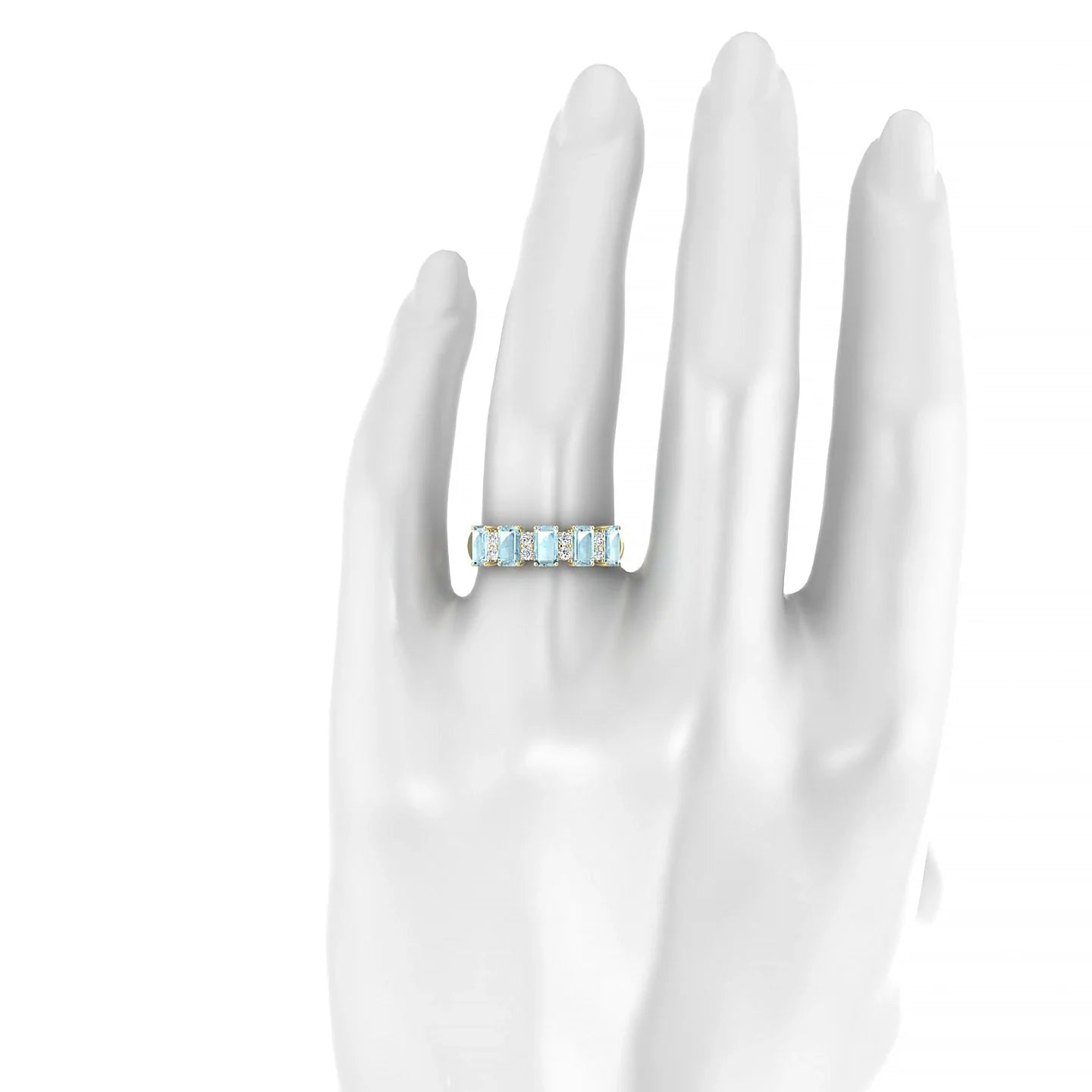 Eminence | 18k Yellow Gold 5 x 3 mm Emerald Aquamarine Ring