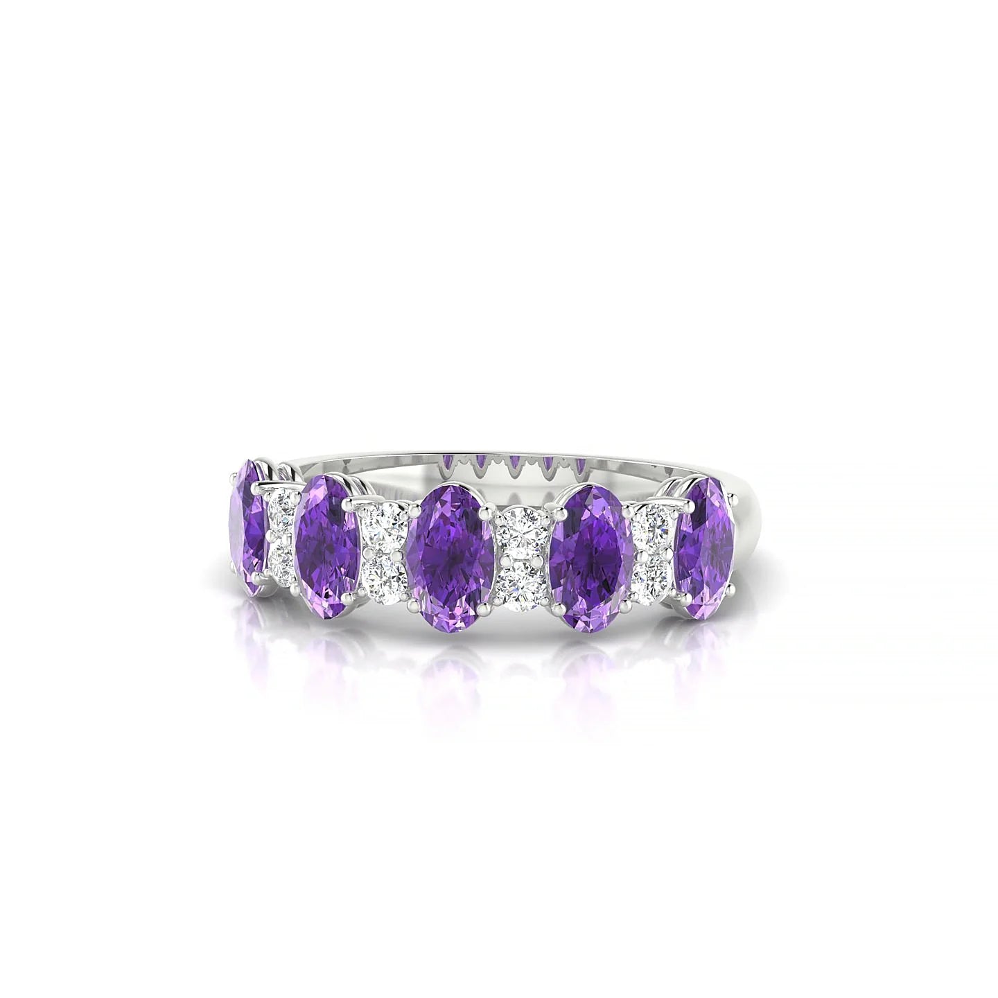 Eminence | 18k White Gold 5 x 3 mm Oval Amethyst Ring