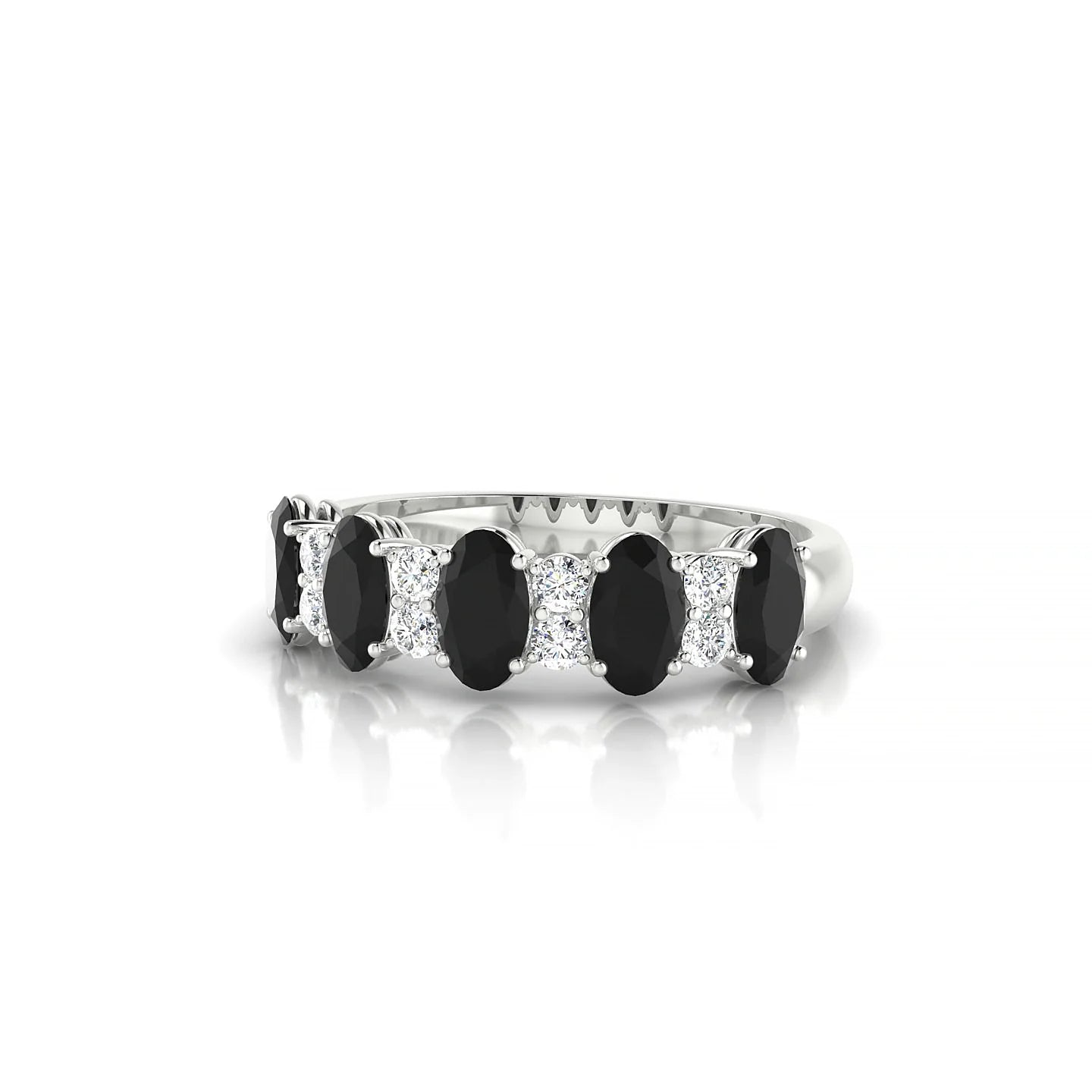 Eminence | 18k White Gold 5 x 3 mm Oval Black Diamond Ring