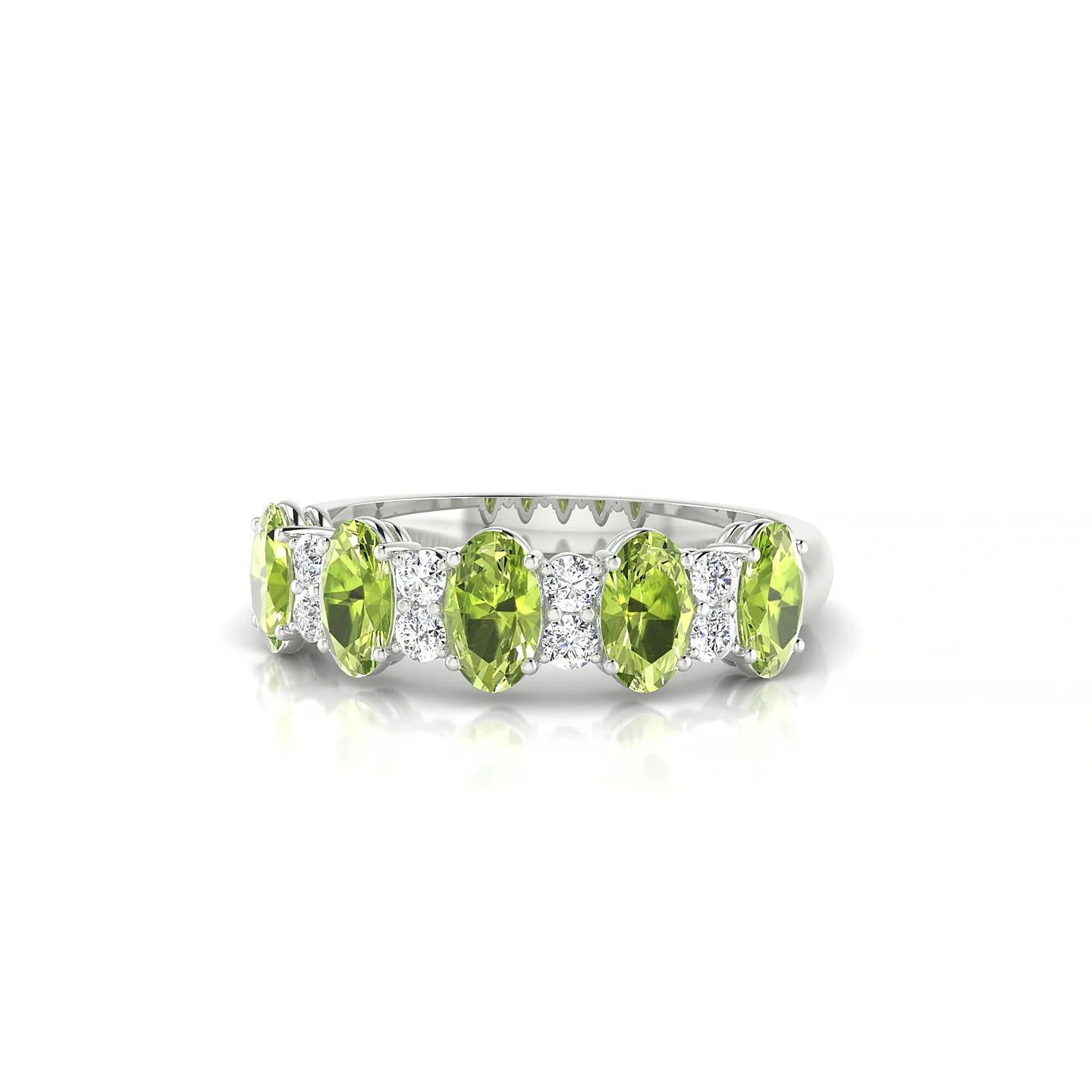 Eminence | 18k White Gold 5 x 3 mm Oval Peridot Ring