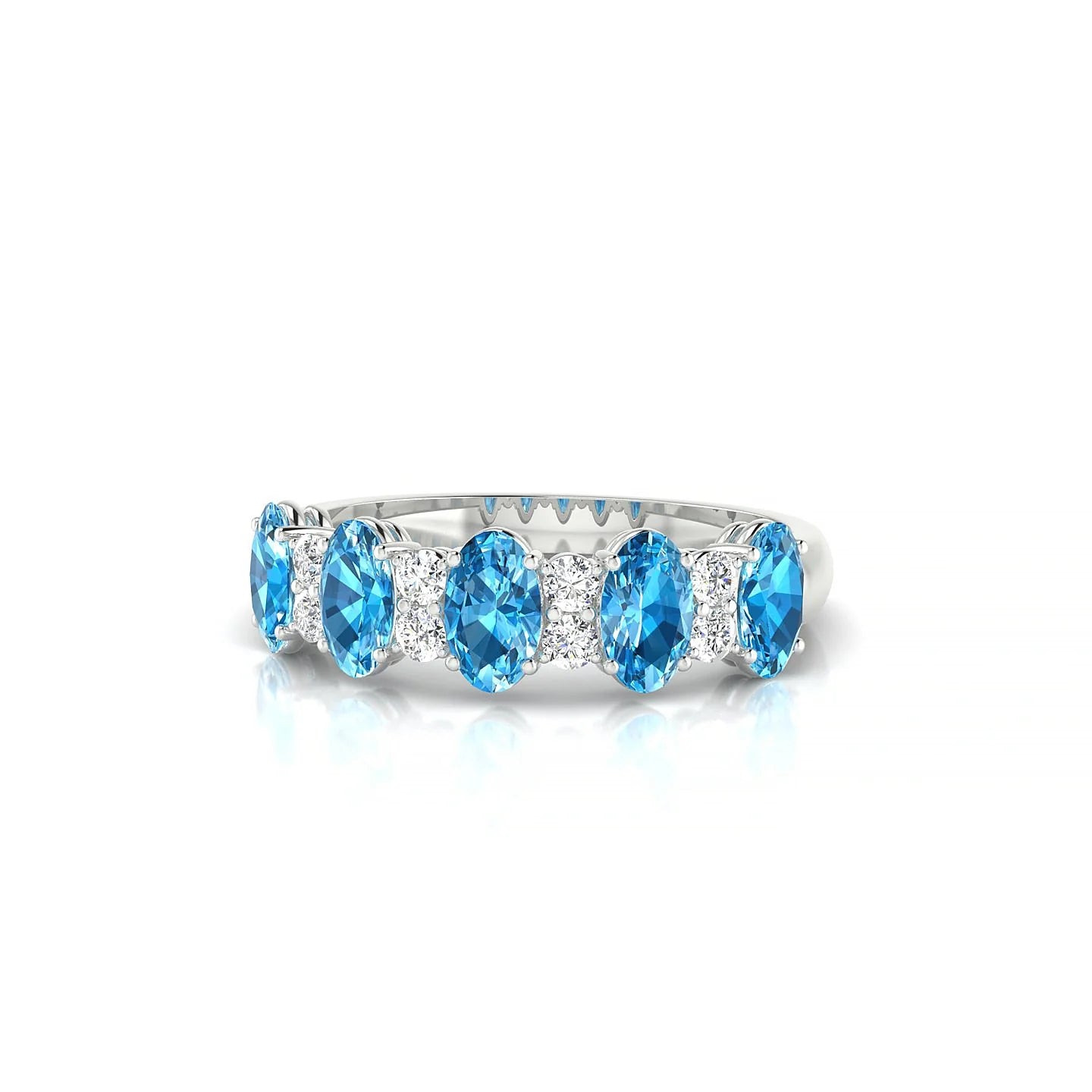 Eminence | 18k White Gold 5 x 3 mm Oval Topaz Ring