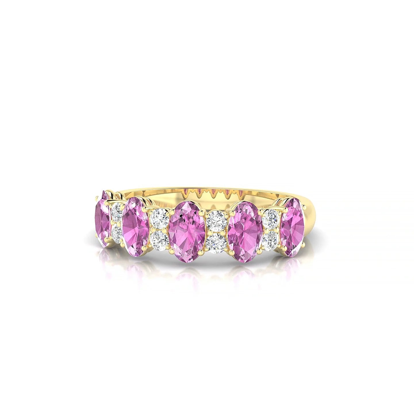 Eminence | 18k Yellow Gold 5 x 3 mm Oval Pink Sapphire Ring