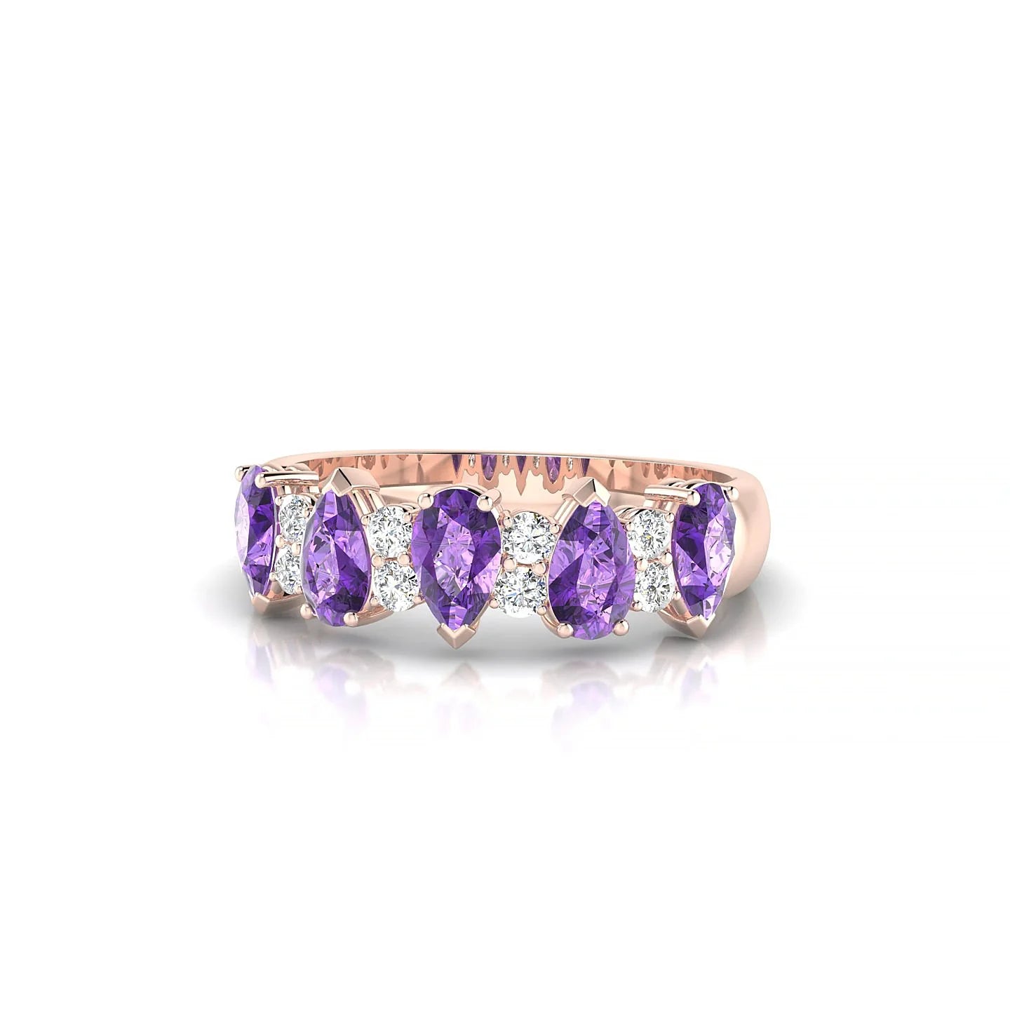 Eminence | 18k Rose Gold 5 x 3 mm Pear Amethyst Ring