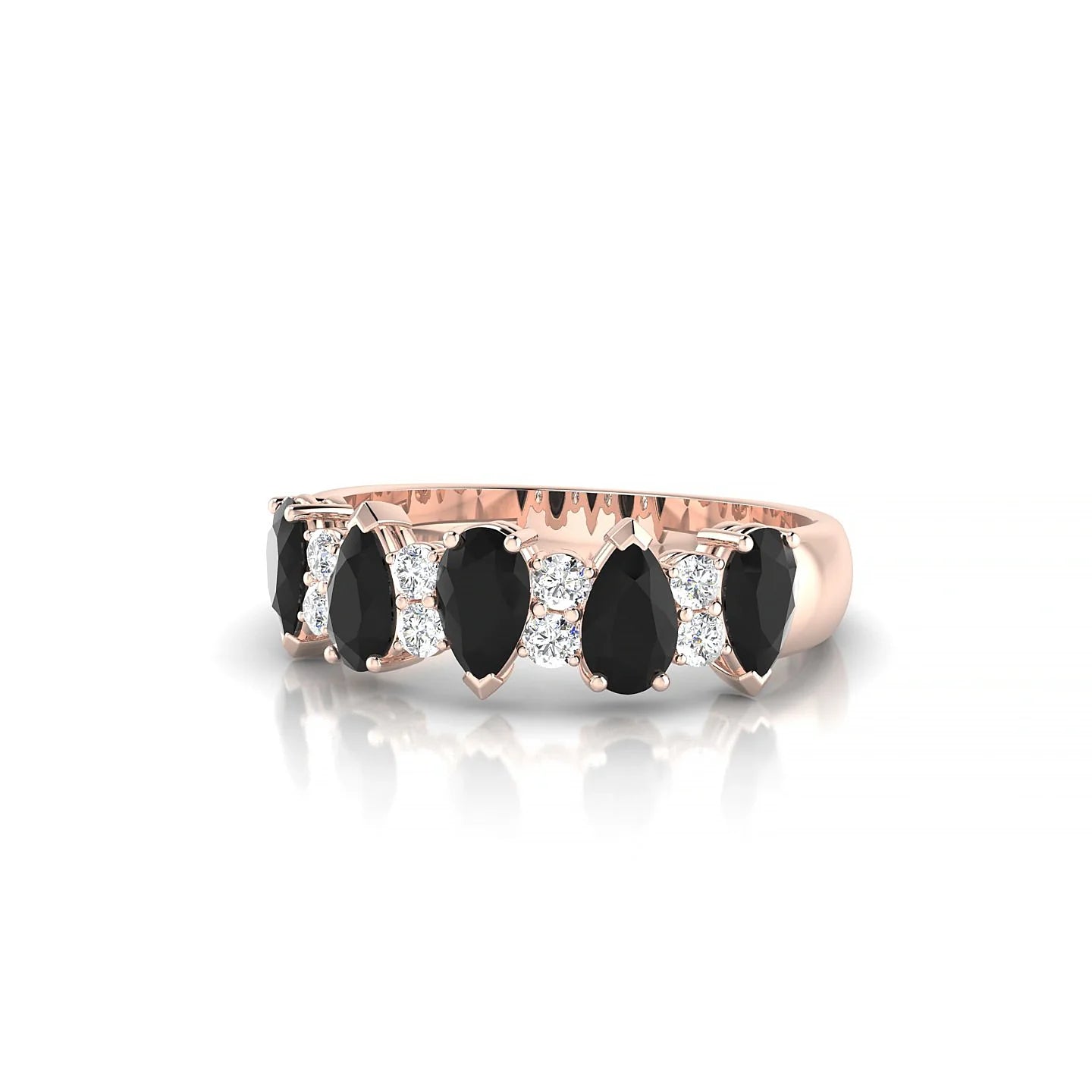 Eminence | 18k Rose Gold 5 x 3 mm Pear Black Diamond Ring