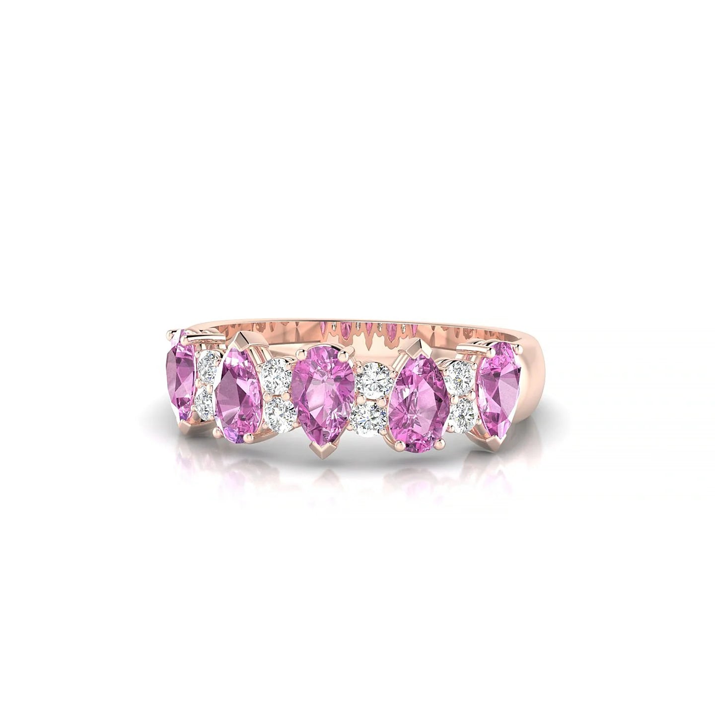 Eminence | 18k Rose Gold 5 x 3 mm Pear Pink Sapphire Ring