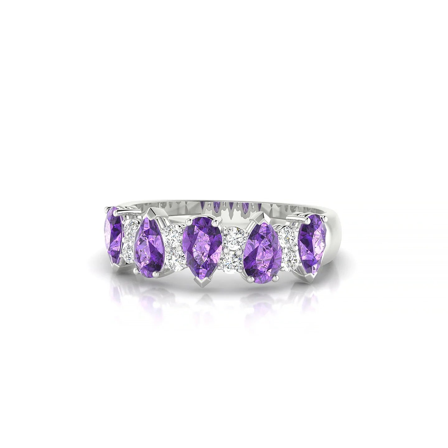 Eminence | 18k White Gold 5 x 3 mm Pear Amethyst Ring