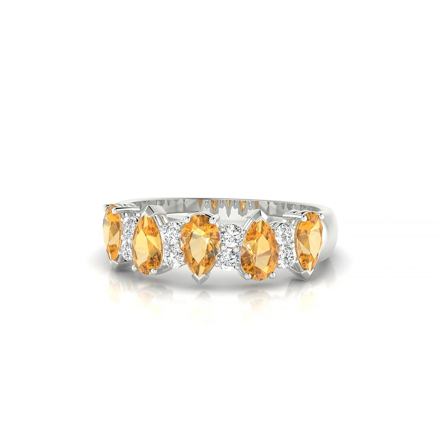Eminence | 18k White Gold 5 x 3 mm Pear Citrine Ring